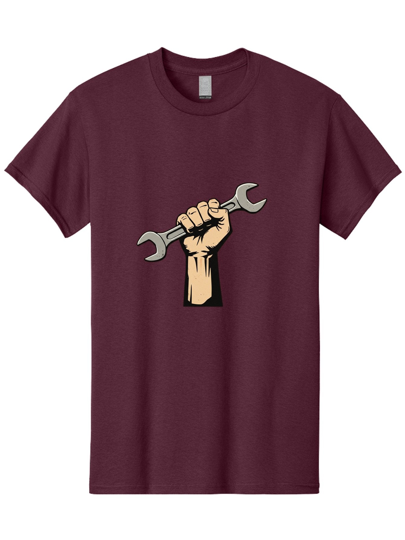 Fist-Holding-Wrench Men'S Graphic Tee, 100% Cotton, Comfortable Casual Summer Wear, Machine Washable, Hand Holding Wrench, Fist Grip, Hand Tool, Mechanic Symbol, Diy, Wrench Illustration, Labor, Hand Strength, Maintenance Bad096 6
