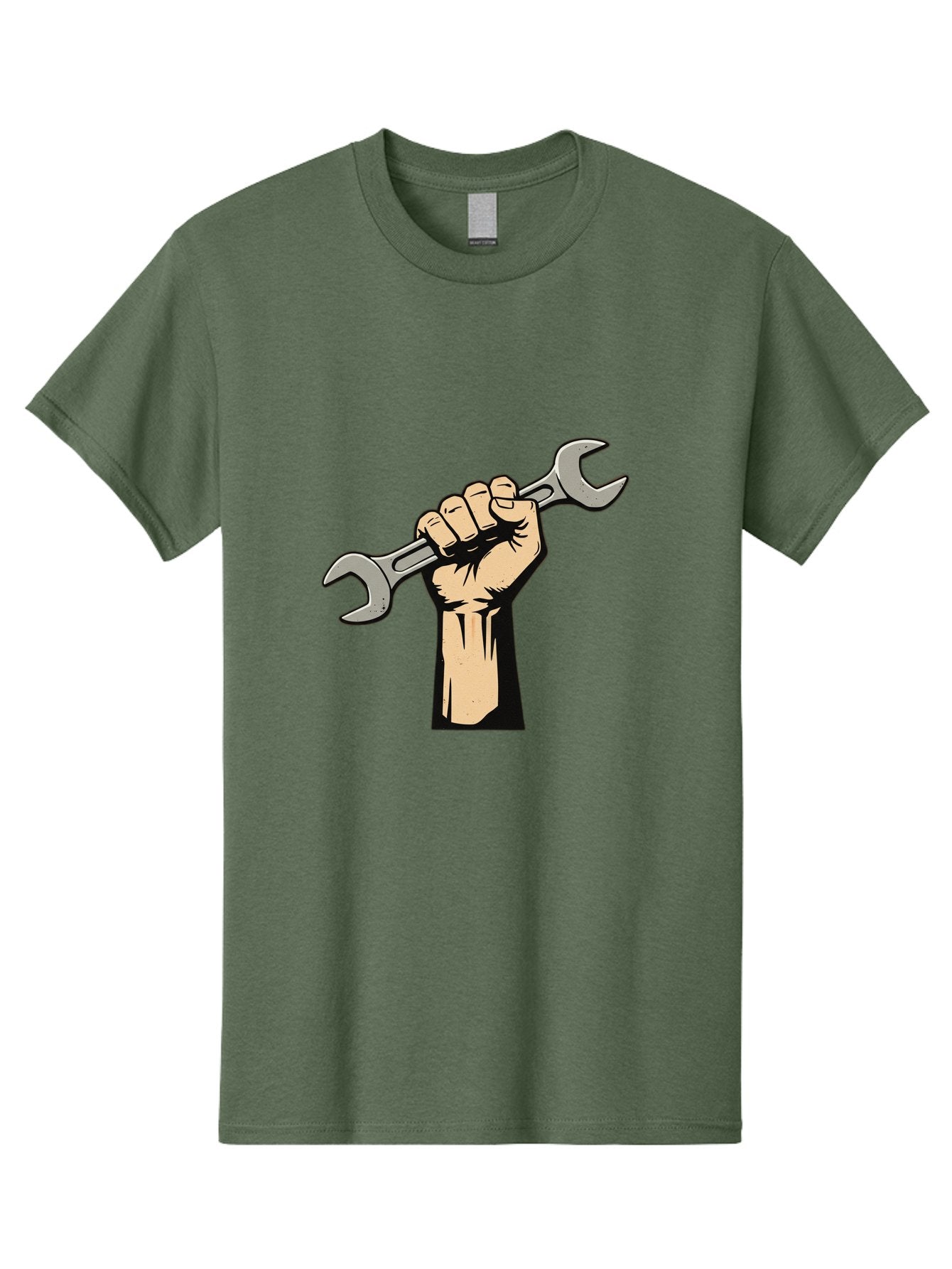 Fist-Holding-Wrench Men'S Graphic Tee, 100% Cotton, Comfortable Casual Summer Wear, Machine Washable, Hand Holding Wrench, Fist Grip, Hand Tool, Mechanic Symbol, Diy, Wrench Illustration, Labor, Hand Strength, Maintenance Bad096 9