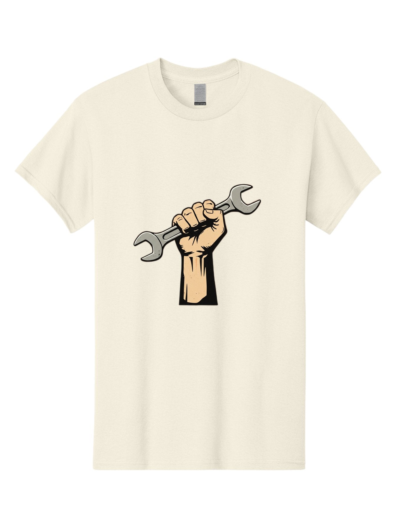 Fist-Holding-Wrench Men'S Graphic Tee, 100% Cotton, Comfortable Casual Summer Wear, Machine Washable, Hand Holding Wrench, Fist Grip, Hand Tool, Mechanic Symbol, Diy, Wrench Illustration, Labor, Hand Strength, Maintenance Bad096 3