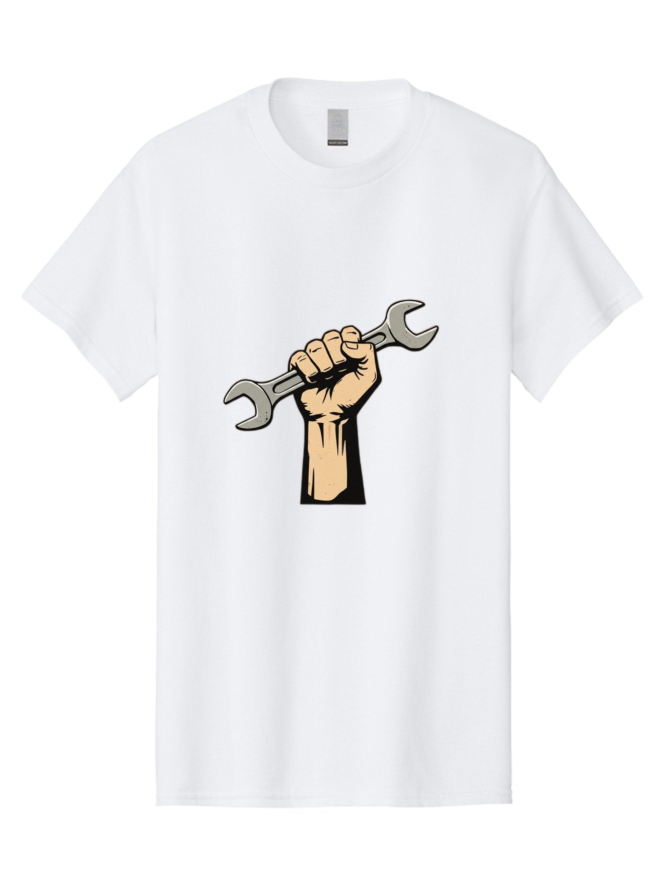 Fist-Holding-Wrench Men'S Graphic Tee, 100% Cotton, Comfortable Casual Summer Wear, Machine Washable, Hand Holding Wrench, Fist Grip, Hand Tool, Mechanic Symbol, Diy, Wrench Illustration, Labor, Hand Strength, Maintenance Bad096 15