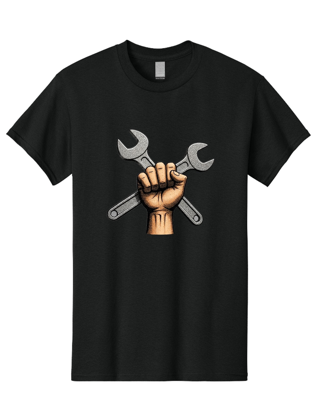 Fist-Holding-Wrenches Men'S Graphic Tee, 100% Cotton, Comfortable Casual Summer Wear, Machine Washable, Clenched Fist Holding Wrenches, Diy Tools, Repair Equipment, Handyman Symbols, Mechanic'S Hands, Maintenance Theme, Industrial Imagery Bad097 13
