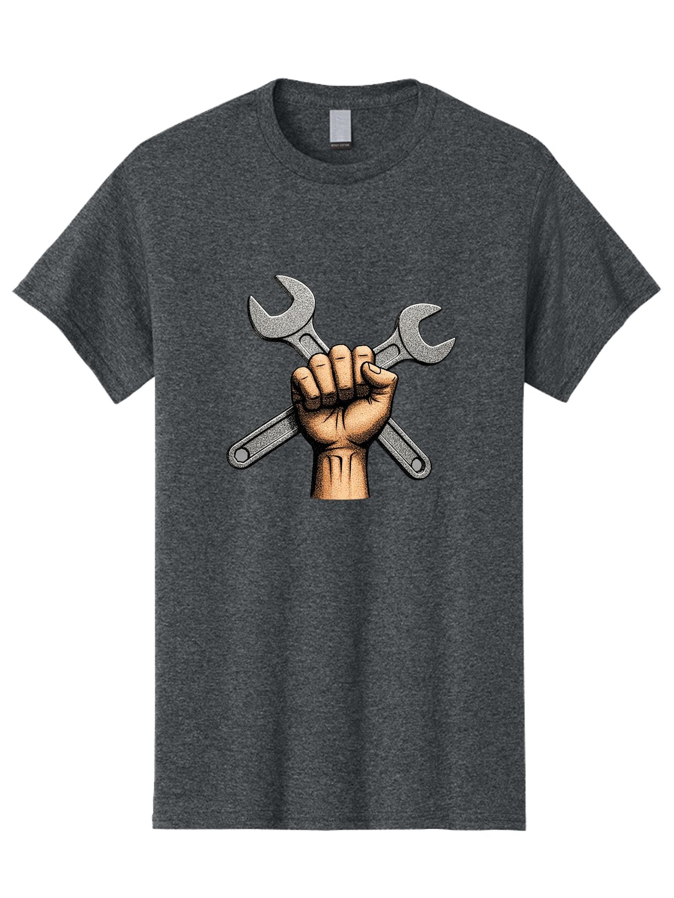 Fist-Holding-Wrenches Men'S Graphic Tee, 100% Cotton, Comfortable Casual Summer Wear, Machine Washable, Clenched Fist Holding Wrenches, Diy Tools, Repair Equipment, Handyman Symbols, Mechanic'S Hands, Maintenance Theme, Industrial Imagery Bad097 9