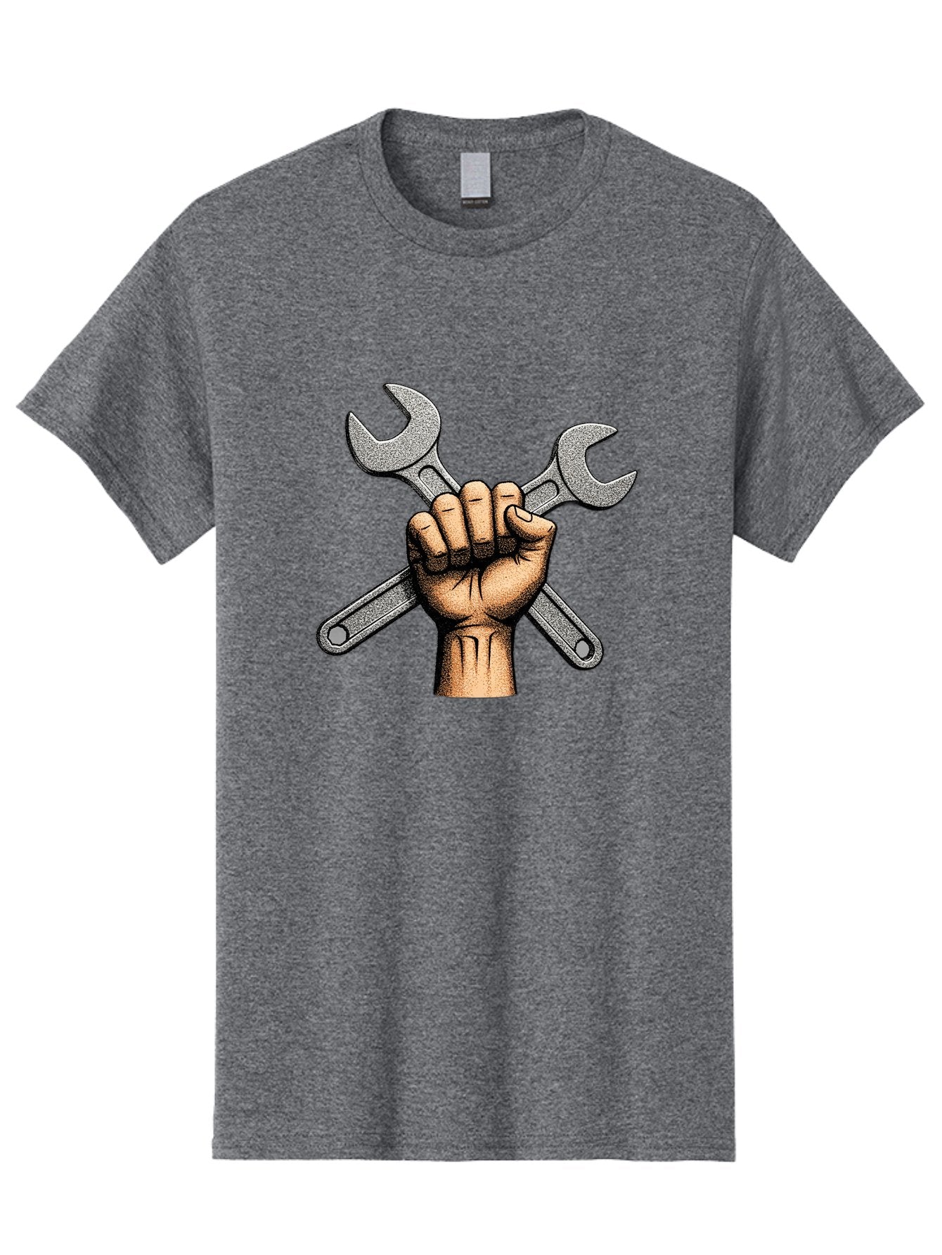 Fist-Holding-Wrenches Men'S Graphic Tee, 100% Cotton, Comfortable Casual Summer Wear, Machine Washable, Clenched Fist Holding Wrenches, Diy Tools, Repair Equipment, Handyman Symbols, Mechanic'S Hands, Maintenance Theme, Industrial Imagery Bad097 14