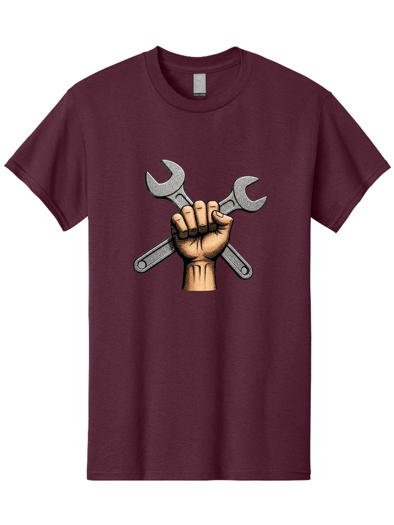Fist-Holding-Wrenches Men'S Graphic Tee, 100% Cotton, Comfortable Casual Summer Wear, Machine Washable, Clenched Fist Holding Wrenches, Diy Tools, Repair Equipment, Handyman Symbols, Mechanic'S Hands, Maintenance Theme, Industrial Imagery Bad097 4