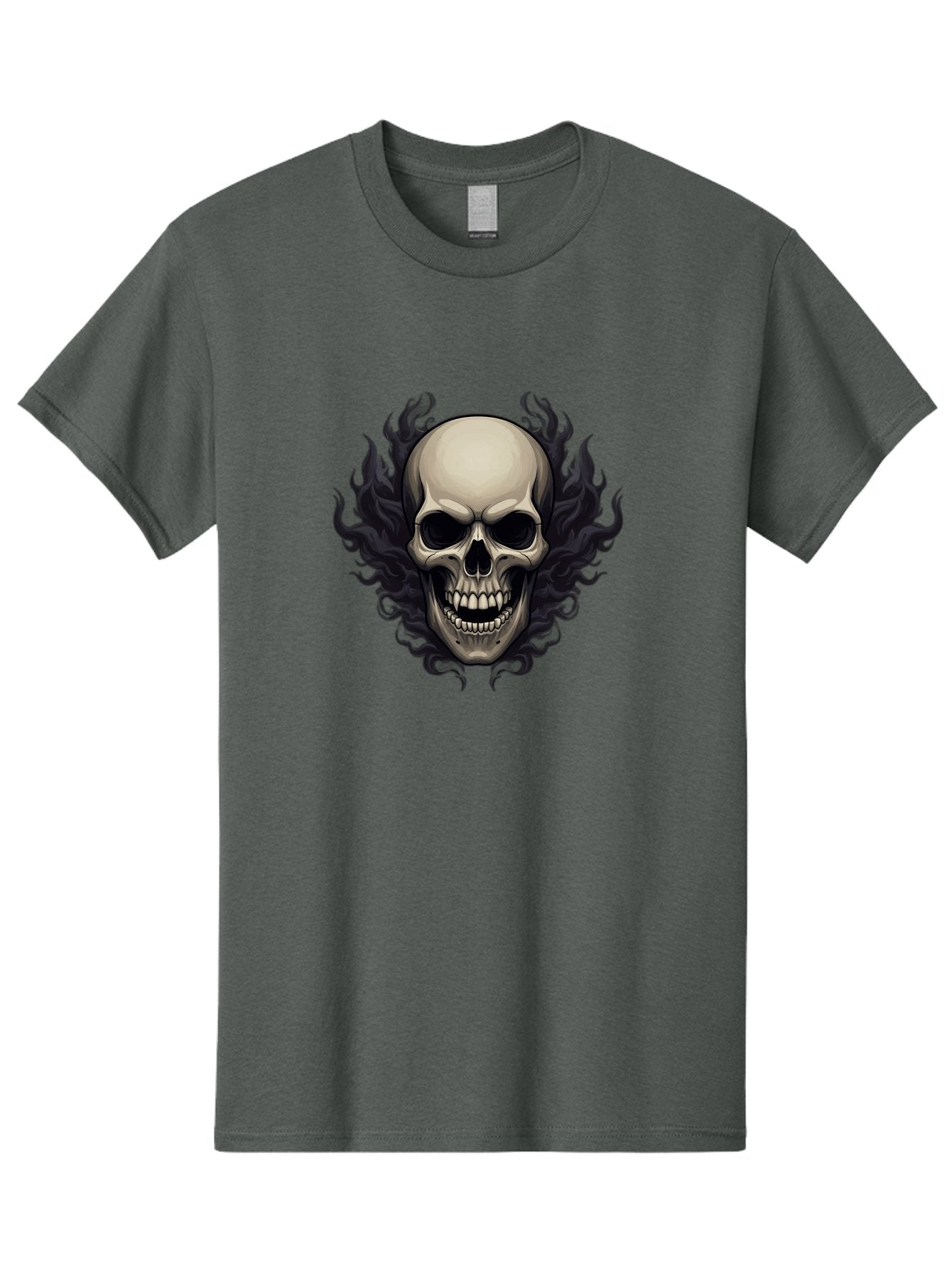 Flaming-Skull Men'S Graphic Tee, 100% Cotton, Comfortable Casual Summer Wear, Machine Washable, Skull With Flames, Grunge Style, Gothic Graphic, Horror Theme, Dark Art, Punk Rock, Edgy Design, Bold Imagery, Fiery Skull, Intense Graphics Bad101 12