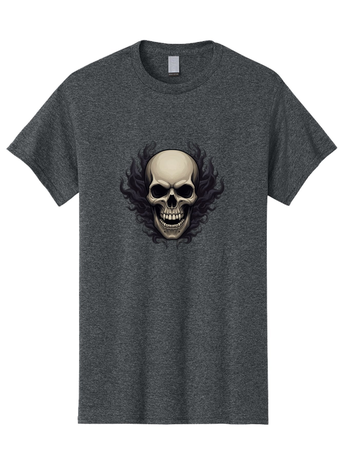 Flaming-Skull Men'S Graphic Tee, 100% Cotton, Comfortable Casual Summer Wear, Machine Washable, Skull With Flames, Grunge Style, Gothic Graphic, Horror Theme, Dark Art, Punk Rock, Edgy Design, Bold Imagery, Fiery Skull, Intense Graphics Bad101 15