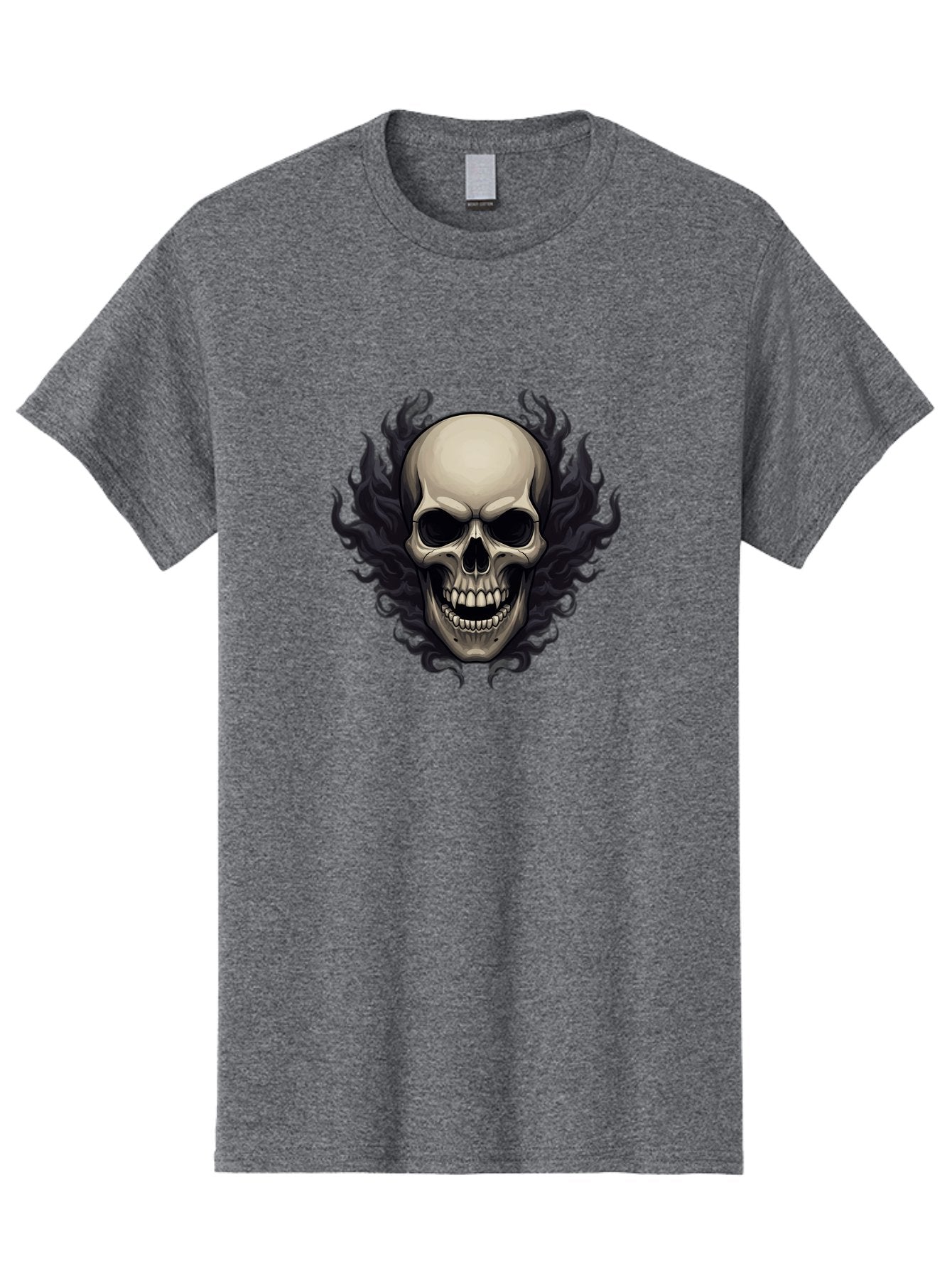 Flaming-Skull Men'S Graphic Tee, 100% Cotton, Comfortable Casual Summer Wear, Machine Washable, Skull With Flames, Grunge Style, Gothic Graphic, Horror Theme, Dark Art, Punk Rock, Edgy Design, Bold Imagery, Fiery Skull, Intense Graphics Bad101 6