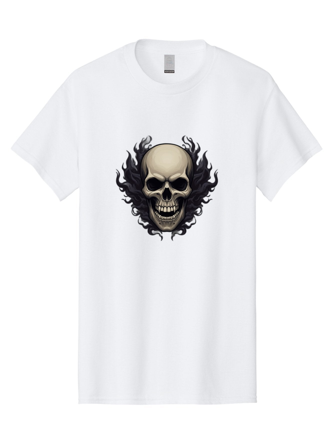 Flaming-Skull Men'S Graphic Tee, 100% Cotton, Comfortable Casual Summer Wear, Machine Washable, Skull With Flames, Grunge Style, Gothic Graphic, Horror Theme, Dark Art, Punk Rock, Edgy Design, Bold Imagery, Fiery Skull, Intense Graphics Bad101 8