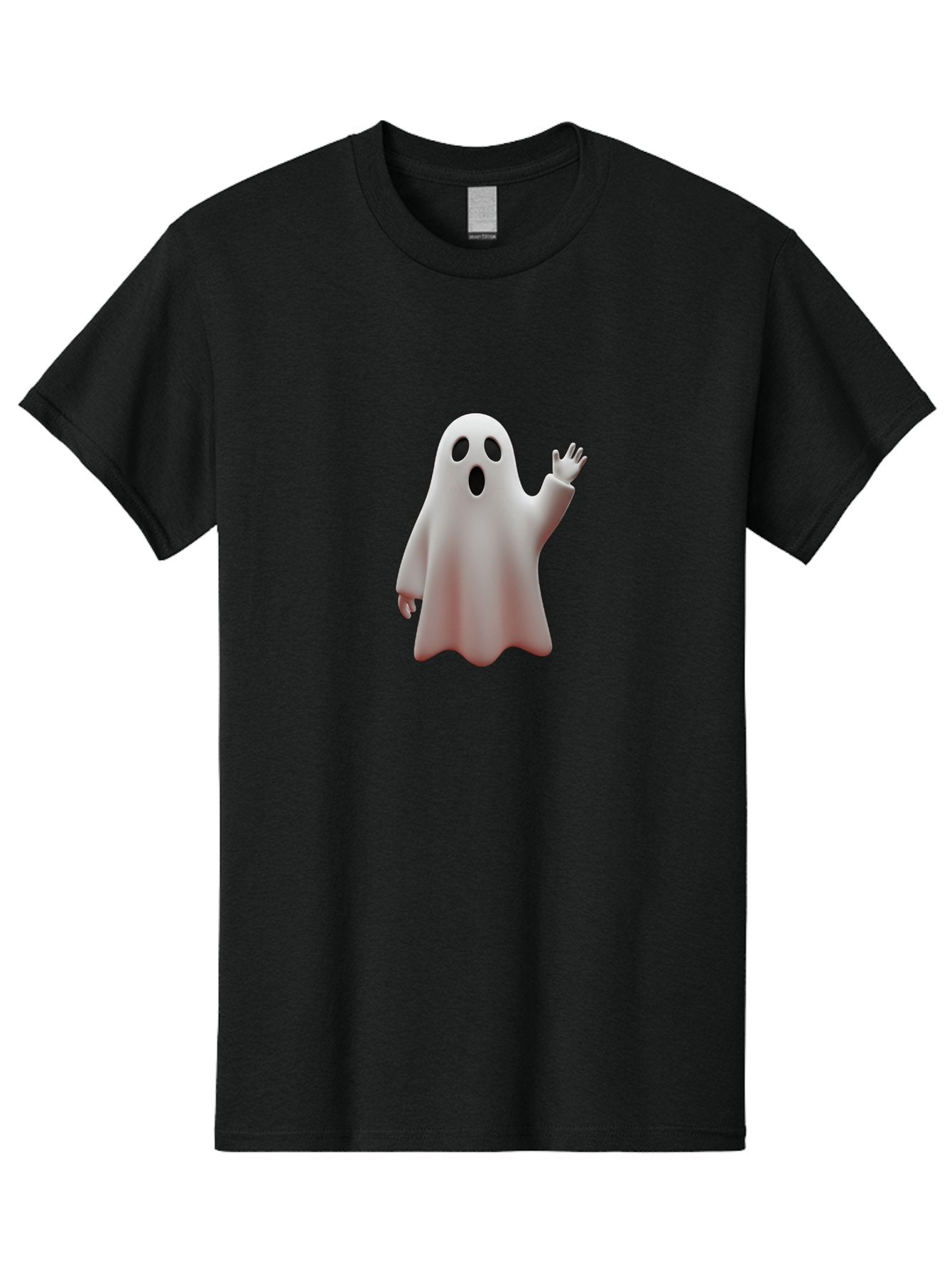 Floating-Ghost Men'S Graphic Tee, 100% Cotton, Comfortable Casual Summer Wear, Machine Washable, Cartoon Ghost, Friendly Ghost, White Ghost Character, Waving Hand, Surprised Expression, Halloween Character, 3D Illustration, Ghostly Figure Bad103 13
