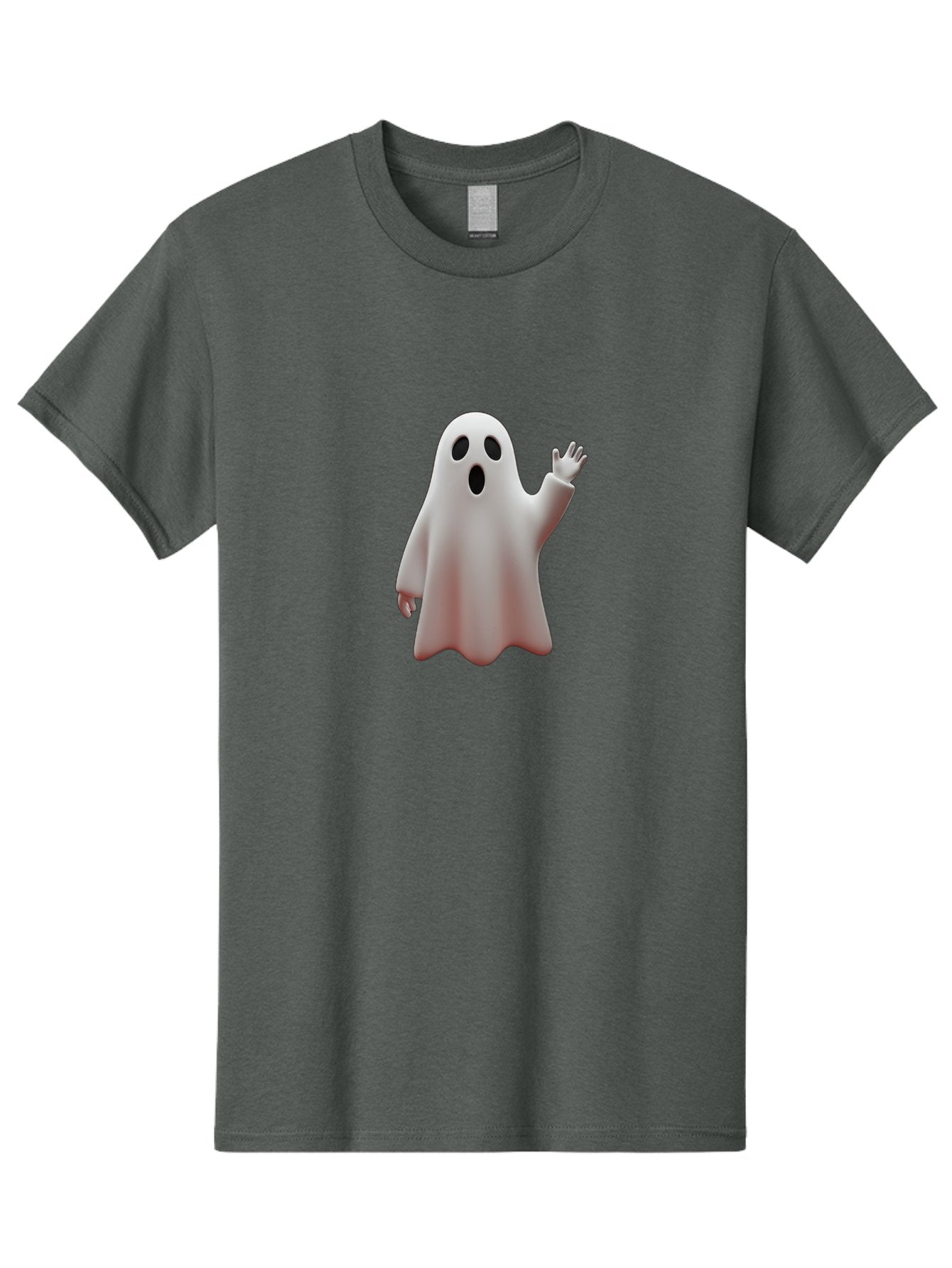 Floating-Ghost Men'S Graphic Tee, 100% Cotton, Comfortable Casual Summer Wear, Machine Washable, Cartoon Ghost, Friendly Ghost, White Ghost Character, Waving Hand, Surprised Expression, Halloween Character, 3D Illustration, Ghostly Figure Bad103
