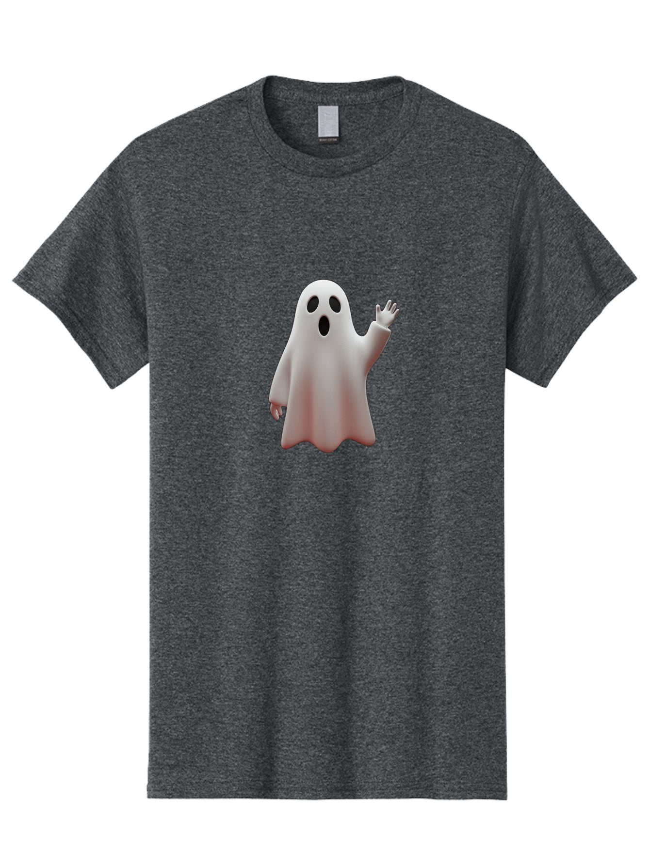 Floating-Ghost Men'S Graphic Tee, 100% Cotton, Comfortable Casual Summer Wear, Machine Washable, Cartoon Ghost, Friendly Ghost, White Ghost Character, Waving Hand, Surprised Expression, Halloween Character, 3D Illustration, Ghostly Figure Bad103 5