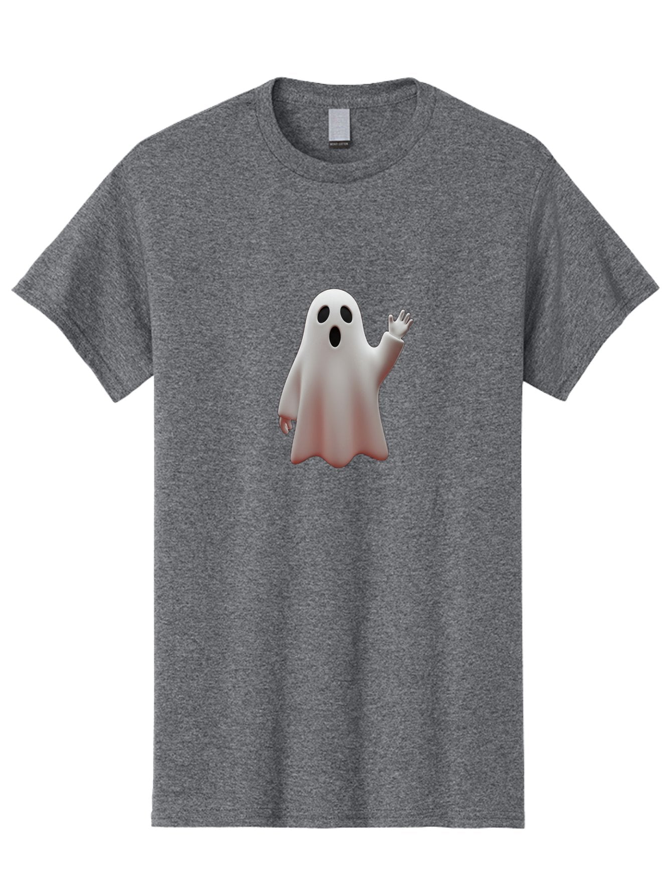 Floating-Ghost Men'S Graphic Tee, 100% Cotton, Comfortable Casual Summer Wear, Machine Washable, Cartoon Ghost, Friendly Ghost, White Ghost Character, Waving Hand, Surprised Expression, Halloween Character, 3D Illustration, Ghostly Figure Bad103 4