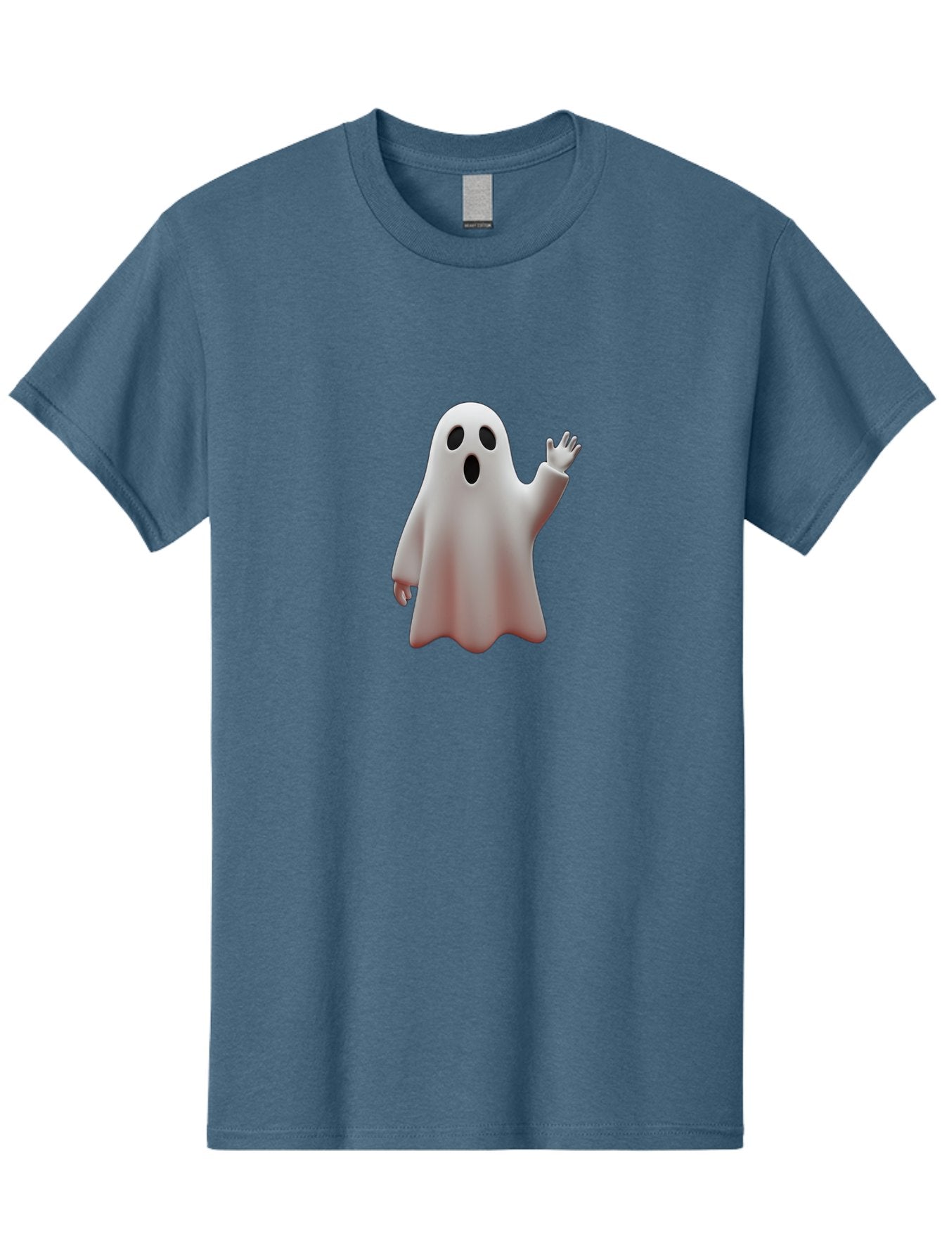 Floating-Ghost Men'S Graphic Tee, 100% Cotton, Comfortable Casual Summer Wear, Machine Washable, Cartoon Ghost, Friendly Ghost, White Ghost Character, Waving Hand, Surprised Expression, Halloween Character, 3D Illustration, Ghostly Figure Bad103 9
