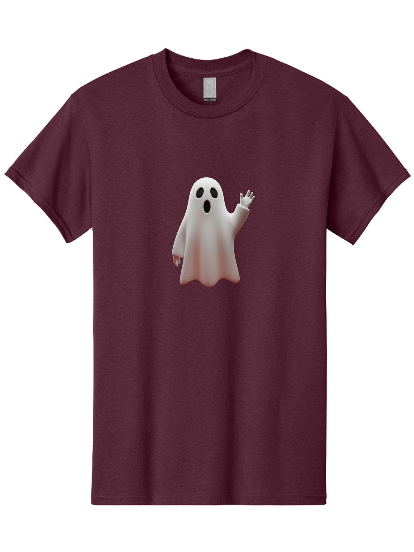 Floating-Ghost Men'S Graphic Tee, 100% Cotton, Comfortable Casual Summer Wear, Machine Washable, Cartoon Ghost, Friendly Ghost, White Ghost Character, Waving Hand, Surprised Expression, Halloween Character, 3D Illustration, Ghostly Figure Bad103 8