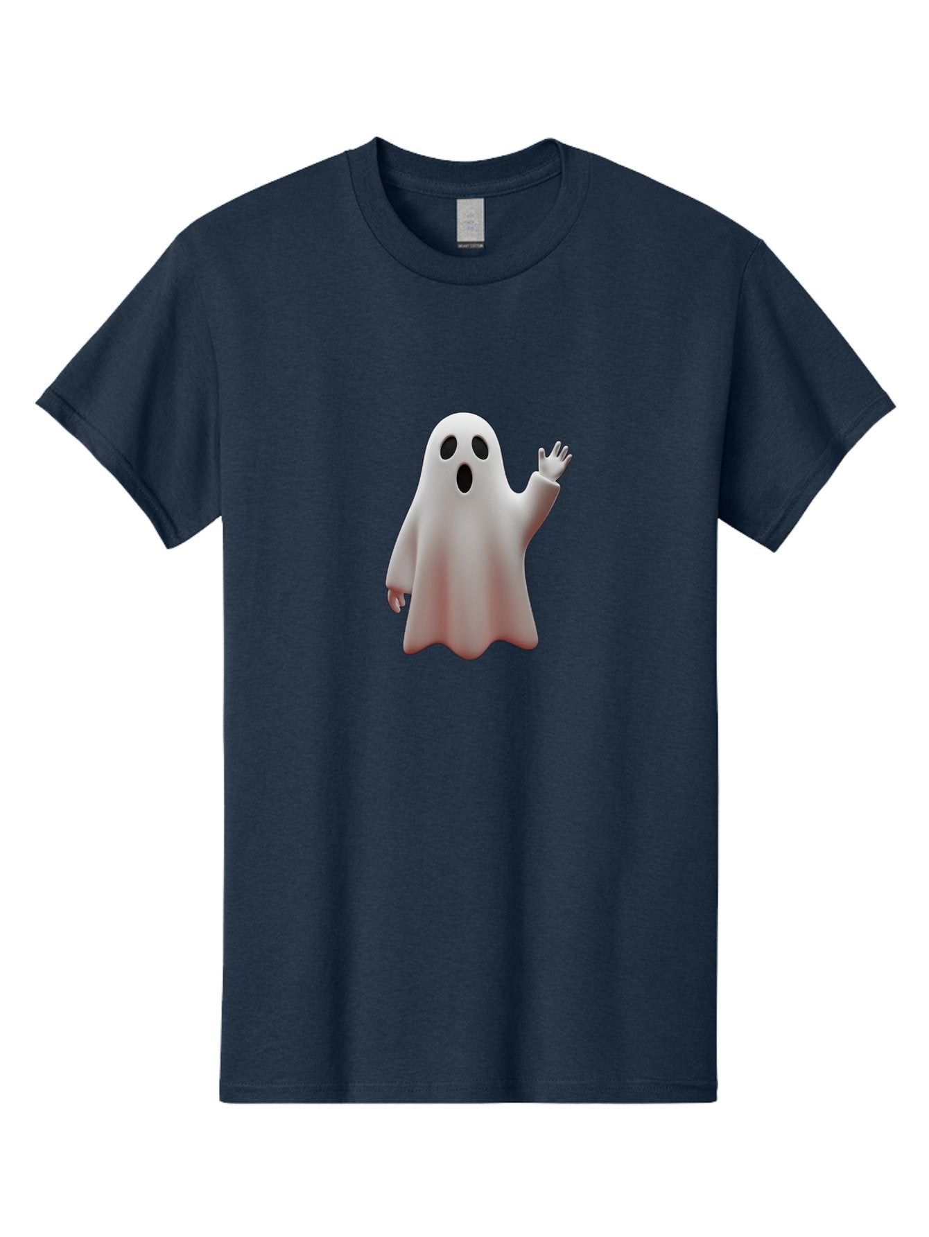 Floating-Ghost Men'S Graphic Tee, 100% Cotton, Comfortable Casual Summer Wear, Machine Washable, Cartoon Ghost, Friendly Ghost, White Ghost Character, Waving Hand, Surprised Expression, Halloween Character, 3D Illustration, Ghostly Figure Bad103 10