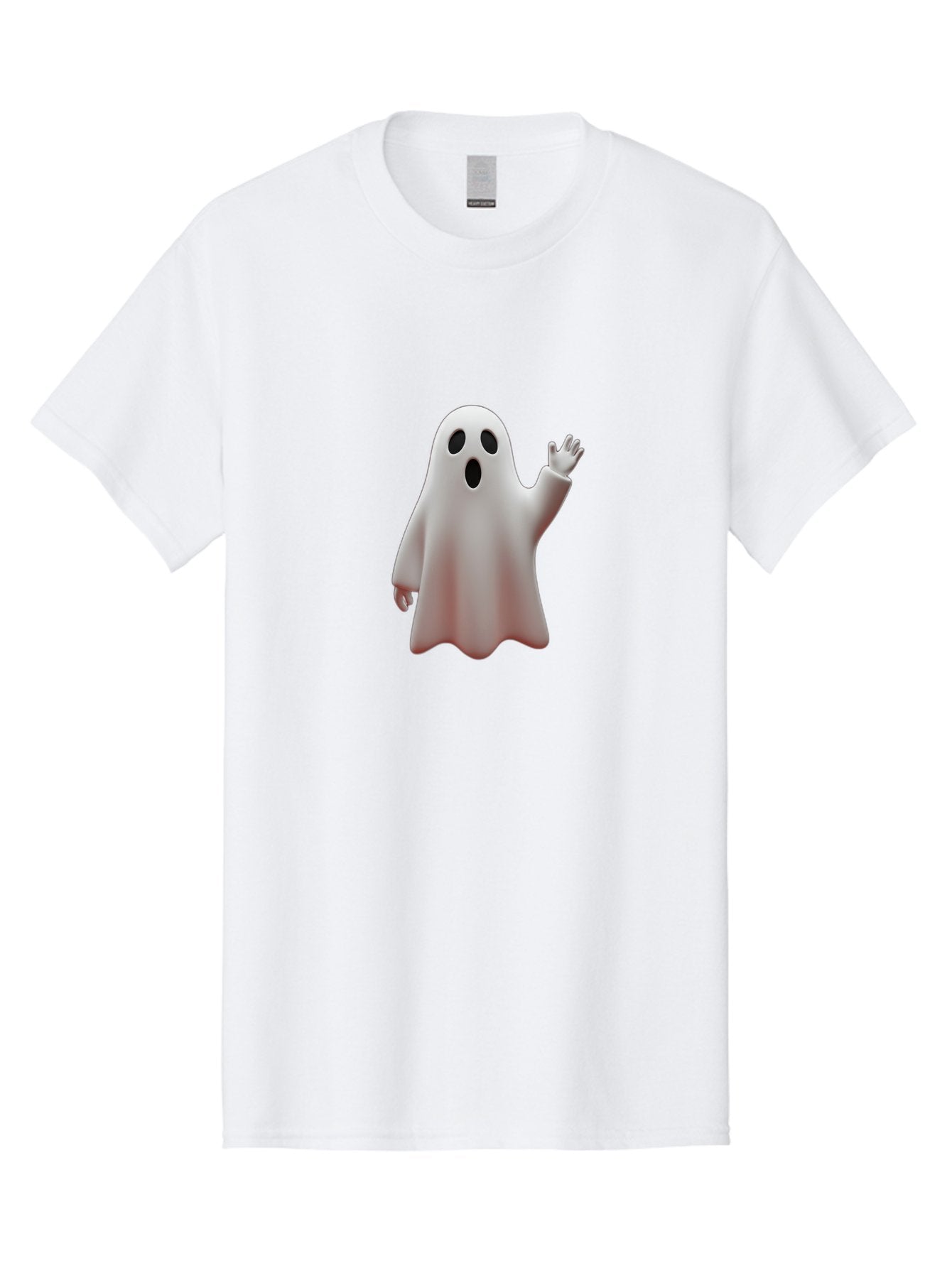 Floating-Ghost Men'S Graphic Tee, 100% Cotton, Comfortable Casual Summer Wear, Machine Washable, Cartoon Ghost, Friendly Ghost, White Ghost Character, Waving Hand, Surprised Expression, Halloween Character, 3D Illustration, Ghostly Figure Bad103 14