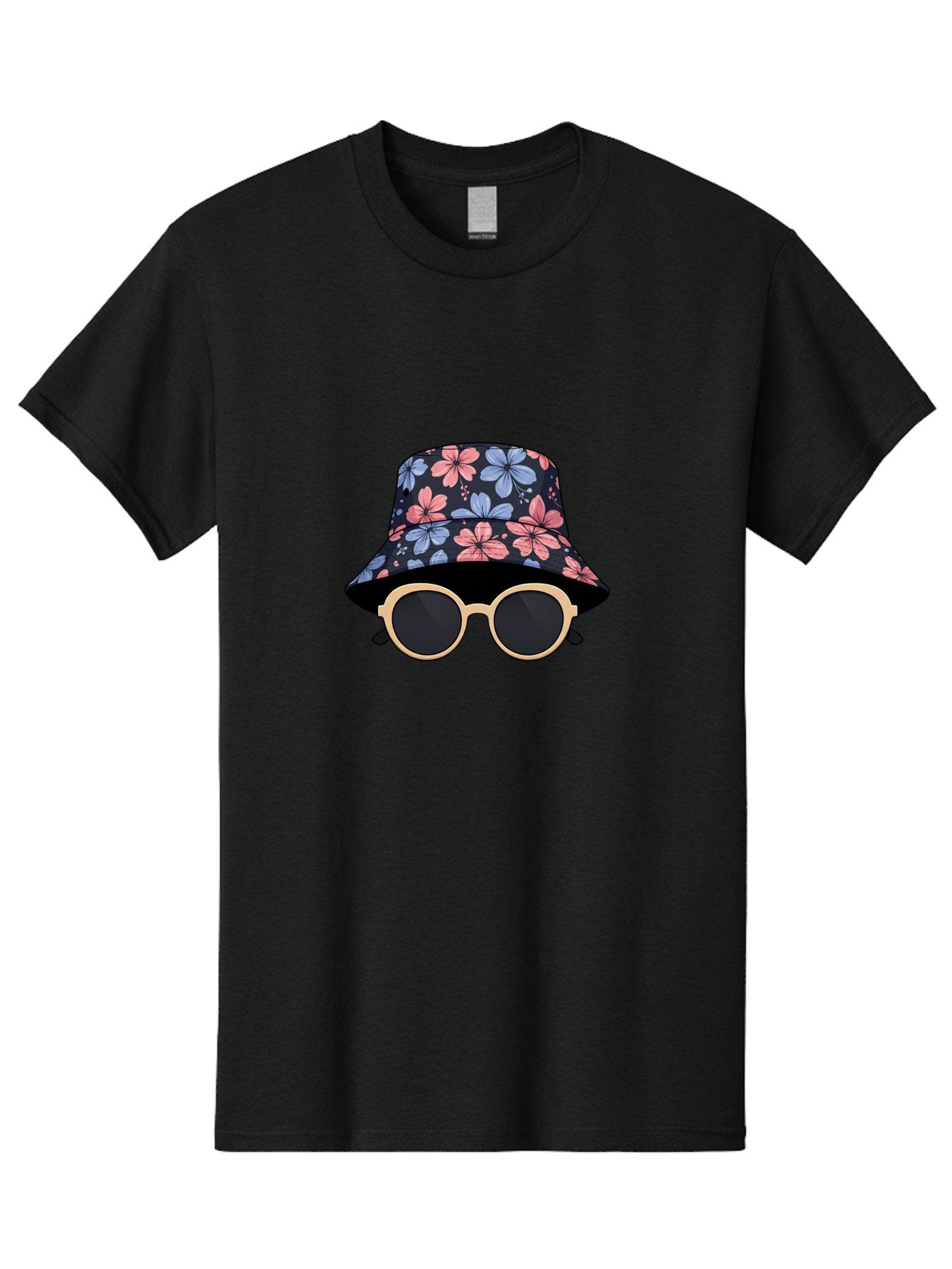 Floral-Bucket-Hat-And-Sunglasses Men'S Graphic Tee, 100% Cotton, Comfortable Casual Summer Wear, Machine Washable, Floral Bucket Hat, Sunglasses, Trendy Accessories, Fashion Statement, Summer Vibes, Stylish Hat, Cool Shades, Floral Pattern Bad104 5