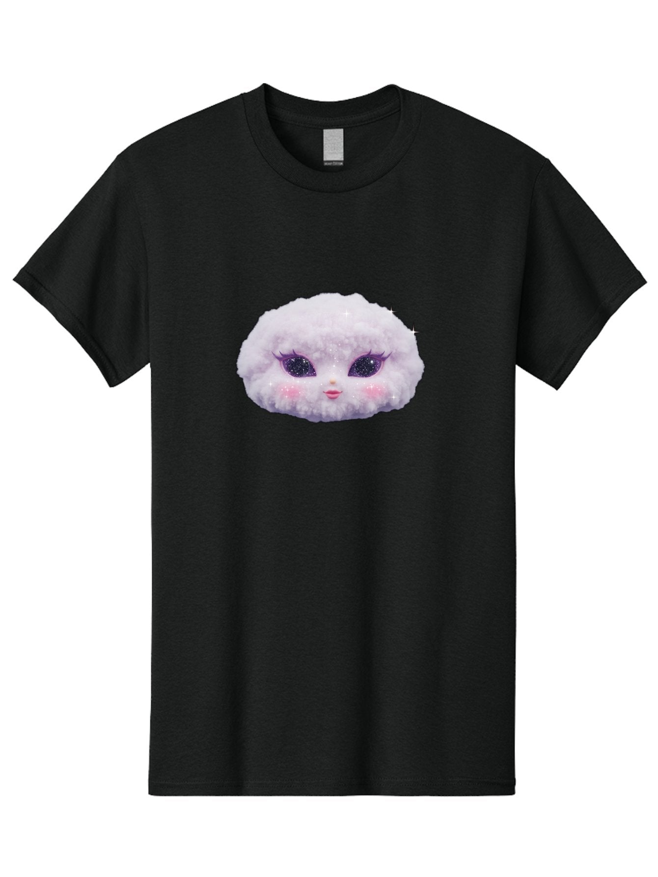 Fluffy-Cloud-Pet Men'S Graphic Tee, 100% Cotton, Comfortable Casual Summer Wear, Machine Washable, Cute Cartoon Character, Fluffy White Pom, Pink Cheeks, Purple Eyes, Sparkly Eyelashes, Sweet Expression, Children'S Illustration, Bad108 8