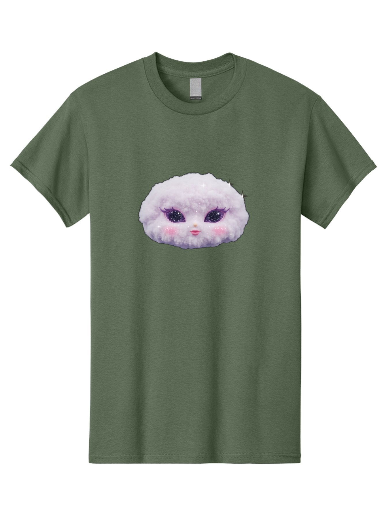 Fluffy-Cloud-Pet Men'S Graphic Tee, 100% Cotton, Comfortable Casual Summer Wear, Machine Washable, Cute Cartoon Character, Fluffy White Pom, Pink Cheeks, Purple Eyes, Sparkly Eyelashes, Sweet Expression, Children'S Illustration, Bad108 9
