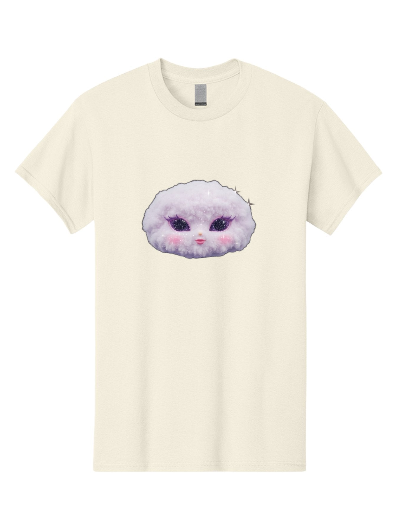 Fluffy-Cloud-Pet Men'S Graphic Tee, 100% Cotton, Comfortable Casual Summer Wear, Machine Washable, Cute Cartoon Character, Fluffy White Pom, Pink Cheeks, Purple Eyes, Sparkly Eyelashes, Sweet Expression, Children'S Illustration, Bad108 11