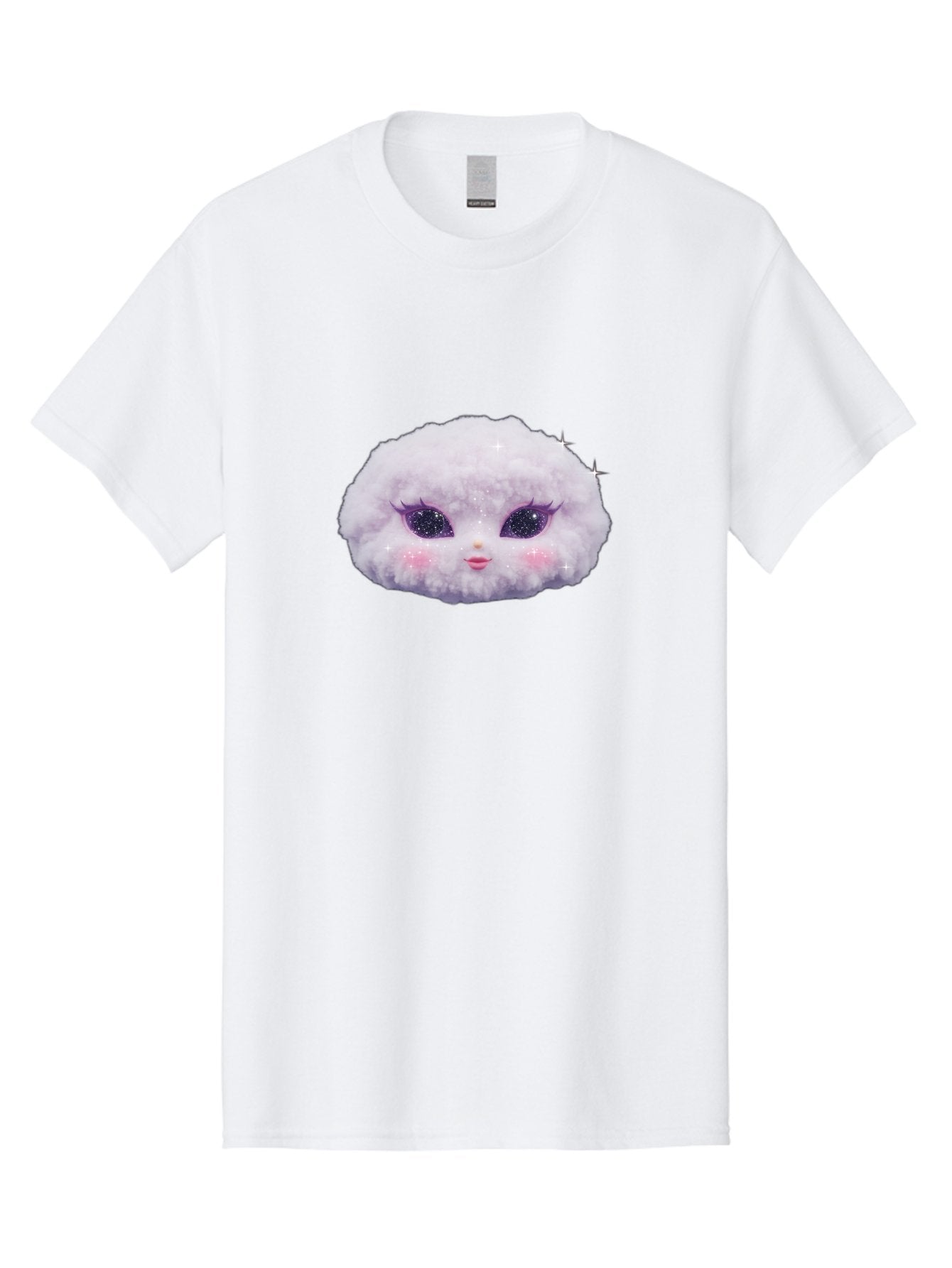 Fluffy-Cloud-Pet Men'S Graphic Tee, 100% Cotton, Comfortable Casual Summer Wear, Machine Washable, Cute Cartoon Character, Fluffy White Pom, Pink Cheeks, Purple Eyes, Sparkly Eyelashes, Sweet Expression, Children'S Illustration, Bad108 10