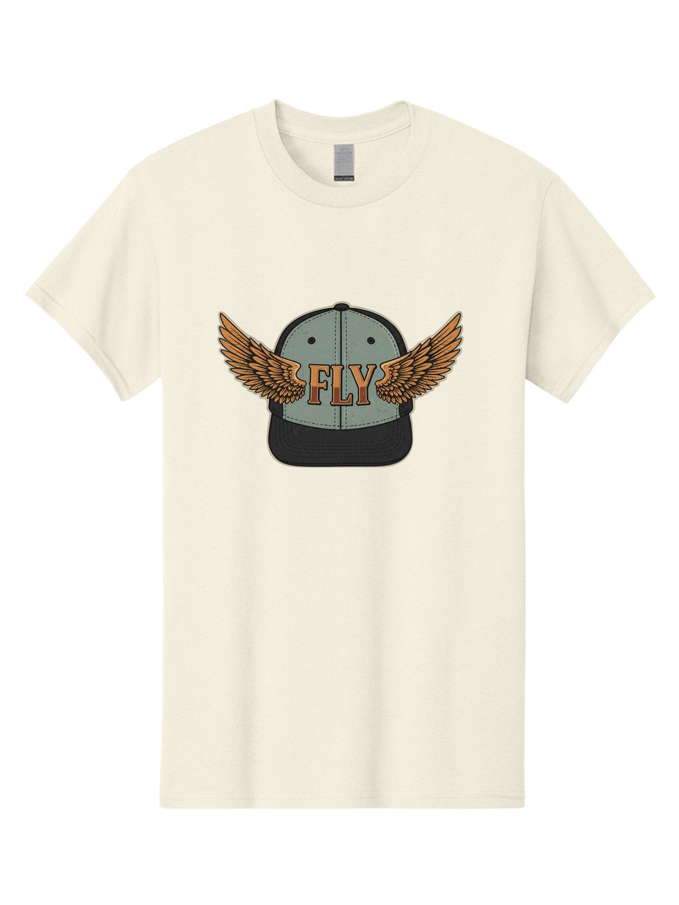 Fly-Baseball-Cap Men'S Graphic Tee, 100% Cotton, Comfortable Casual Summer Wear, Machine Washable, Baseball Cap With Wings, Fly Logo, Fashion Accessory, Streetwear Style, Winged Design, Casual Wear, Trendy Apparel, Hat With Wings Bad109 12