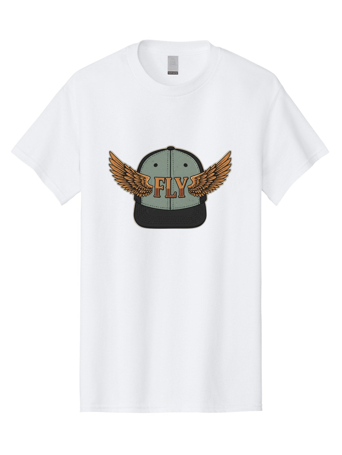 Fly-Baseball-Cap Men'S Graphic Tee, 100% Cotton, Comfortable Casual Summer Wear, Machine Washable, Baseball Cap With Wings, Fly Logo, Fashion Accessory, Streetwear Style, Winged Design, Casual Wear, Trendy Apparel, Hat With Wings Bad109 3