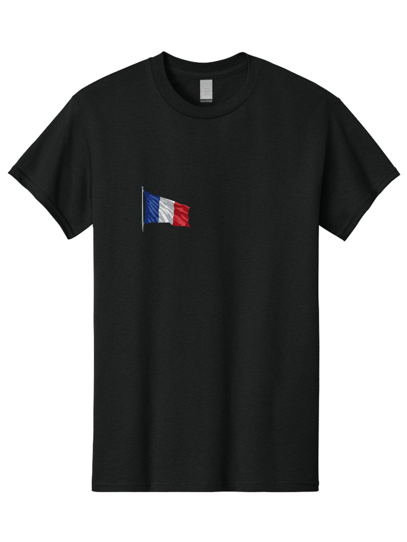 French-Flag Men'S Graphic Tee, 100% Cotton, Comfortable Casual Summer Wear, Machine Washable, French Flag Waving, National Symbol, France, Tricolor, Blue White And Red, Patriotic, Waving Flag, French Culture, Iconic Emblem, Country Flag Bad110 9