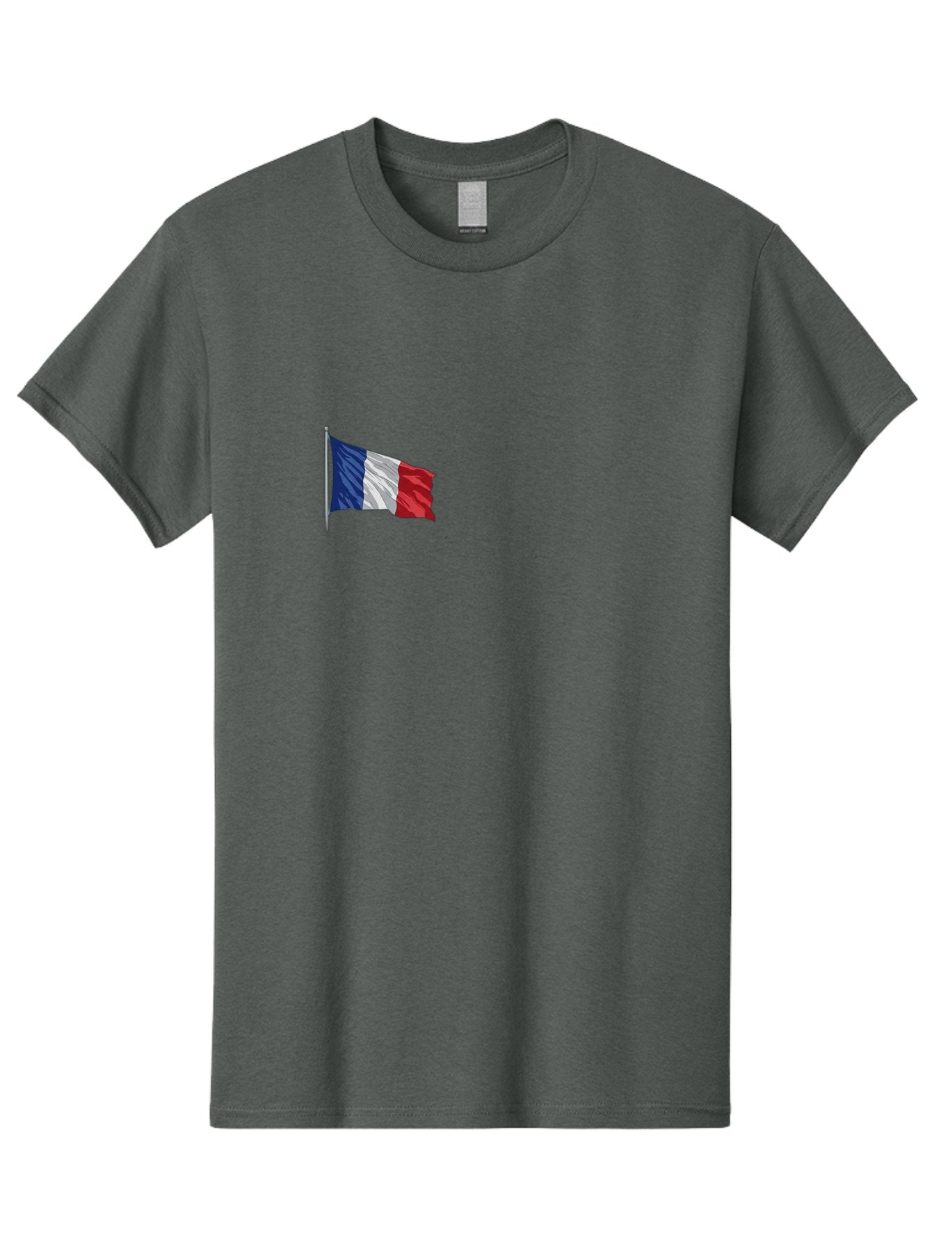 French-Flag Men'S Graphic Tee, 100% Cotton, Comfortable Casual Summer Wear, Machine Washable, French Flag Waving, National Symbol, France, Tricolor, Blue White And Red, Patriotic, Waving Flag, French Culture, Iconic Emblem, Country Flag Bad110