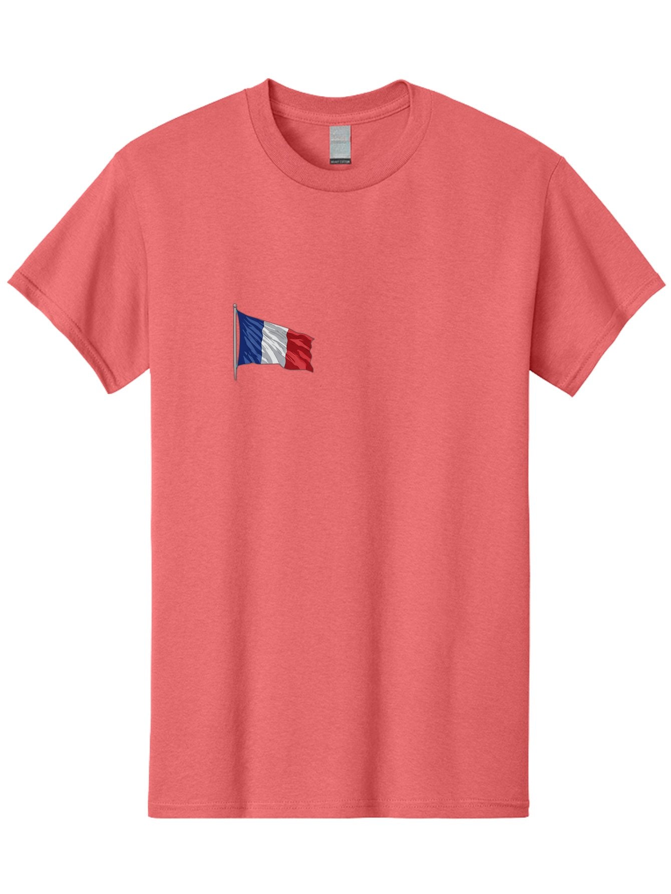 French-Flag Men'S Graphic Tee, 100% Cotton, Comfortable Casual Summer Wear, Machine Washable, French Flag Waving, National Symbol, France, Tricolor, Blue White And Red, Patriotic, Waving Flag, French Culture, Iconic Emblem, Country Flag Bad110