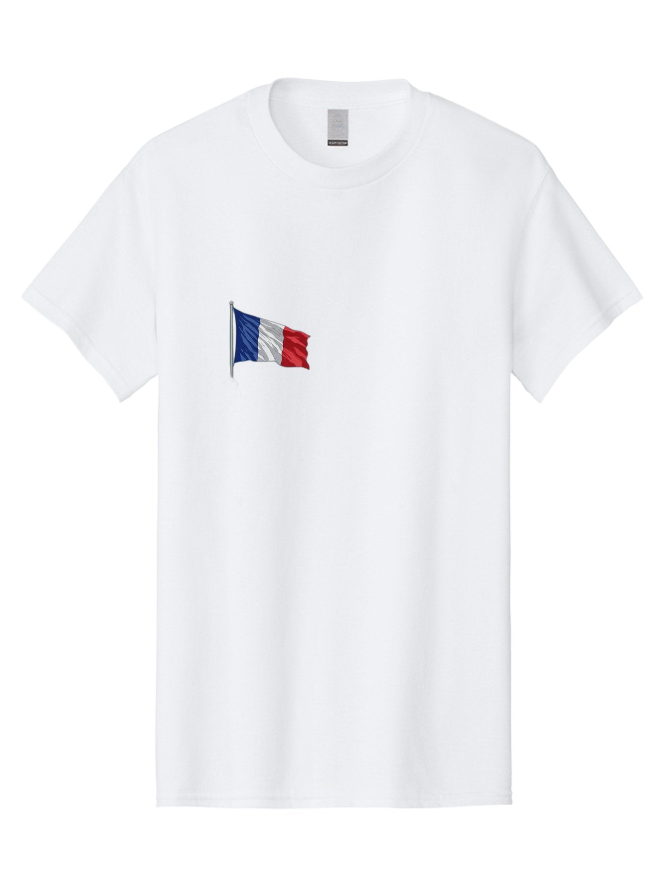 French-Flag Men'S Graphic Tee, 100% Cotton, Comfortable Casual Summer Wear, Machine Washable, French Flag Waving, National Symbol, France, Tricolor, Blue White And Red, Patriotic, Waving Flag, French Culture, Iconic Emblem, Country Flag Bad110 10