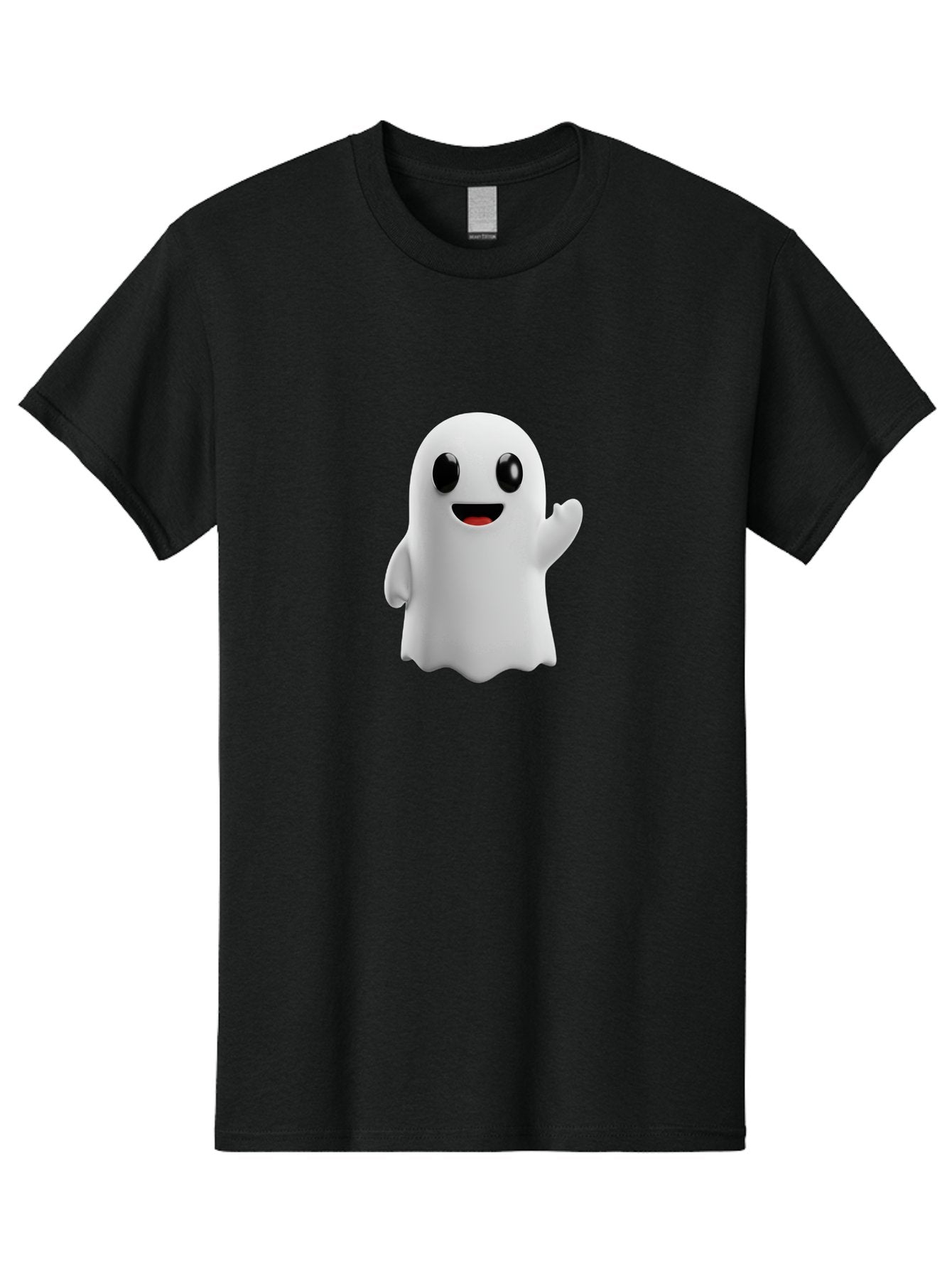 Friendly-Ghost Men'S Graphic Tee, 100% Cotton, Comfortable Casual Summer Wear, Machine Washable, Cartoon Ghost Character, Friendly Ghost, Smiling Ghost, Waving Ghost, Cute Ghost, 3D Rendering, Halloween Theme, Playful Character, Bad112 14