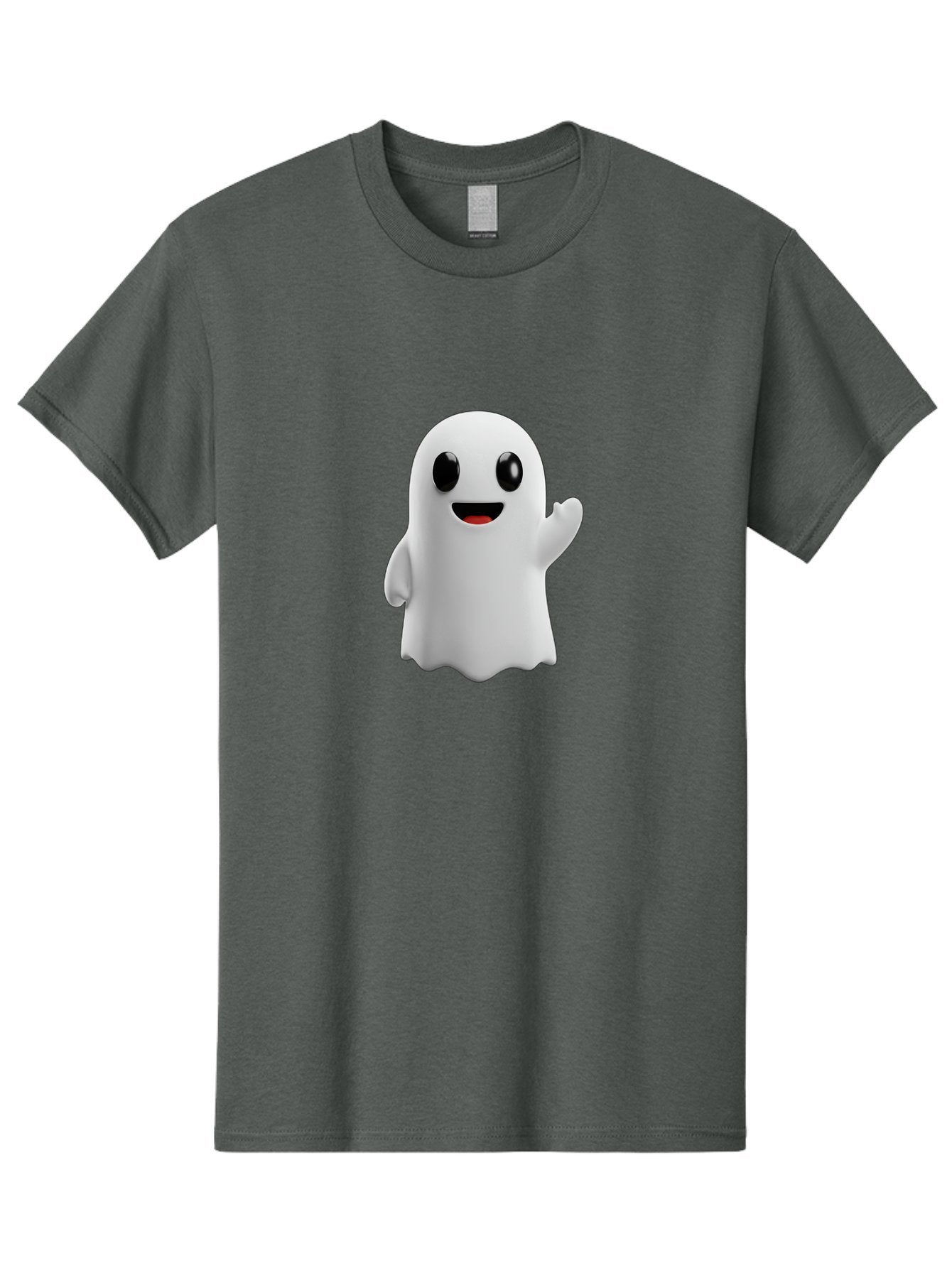 Friendly-Ghost Men'S Graphic Tee, 100% Cotton, Comfortable Casual Summer Wear, Machine Washable, Cartoon Ghost Character, Friendly Ghost, Smiling Ghost, Waving Ghost, Cute Ghost, 3D Rendering, Halloween Theme, Playful Character, Bad112 11