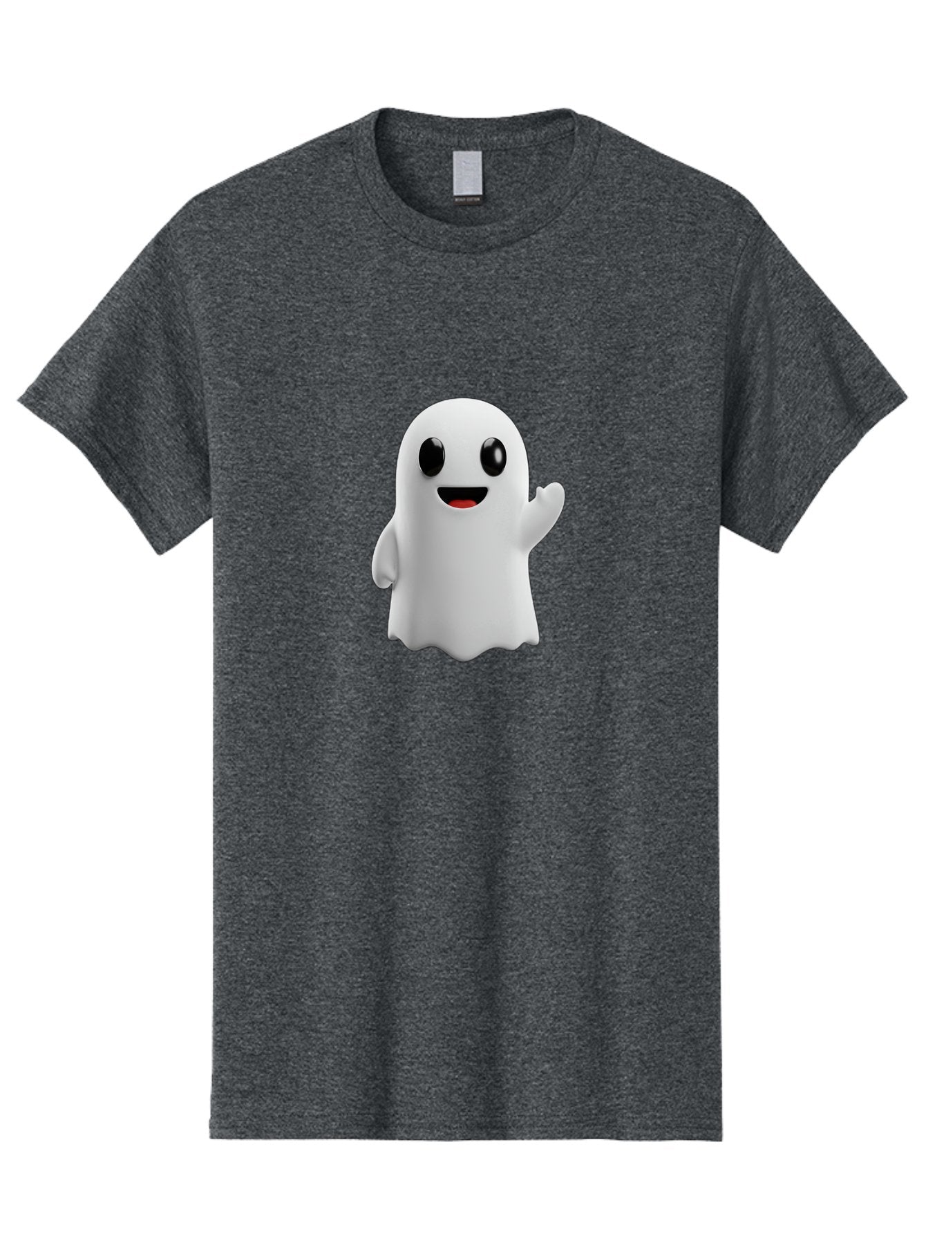 Friendly-Ghost Men'S Graphic Tee, 100% Cotton, Comfortable Casual Summer Wear, Machine Washable, Cartoon Ghost Character, Friendly Ghost, Smiling Ghost, Waving Ghost, Cute Ghost, 3D Rendering, Halloween Theme, Playful Character, Bad112 12