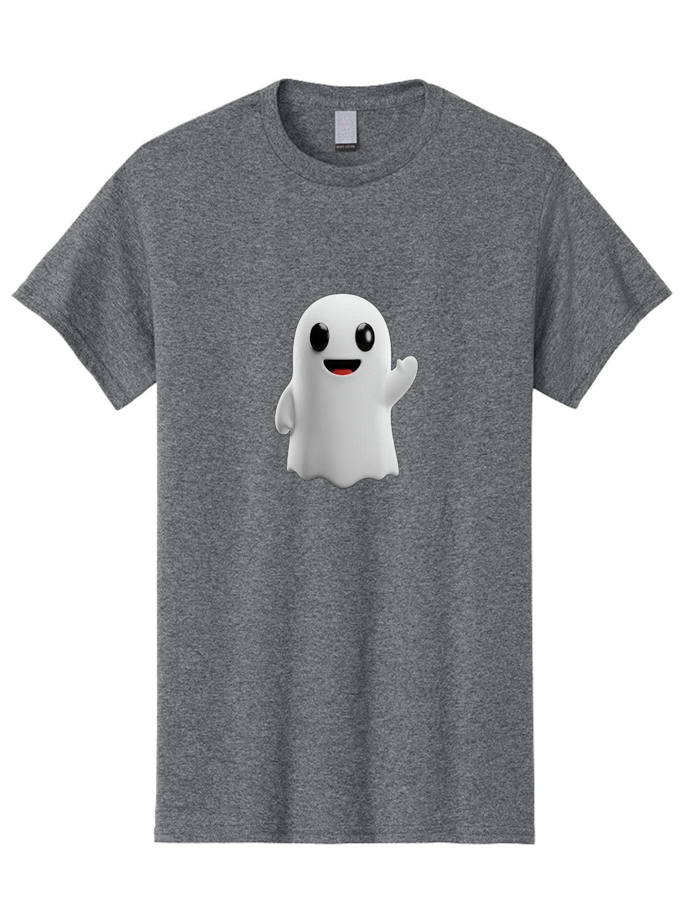 Friendly-Ghost Men'S Graphic Tee, 100% Cotton, Comfortable Casual Summer Wear, Machine Washable, Cartoon Ghost Character, Friendly Ghost, Smiling Ghost, Waving Ghost, Cute Ghost, 3D Rendering, Halloween Theme, Playful Character, Bad112 9