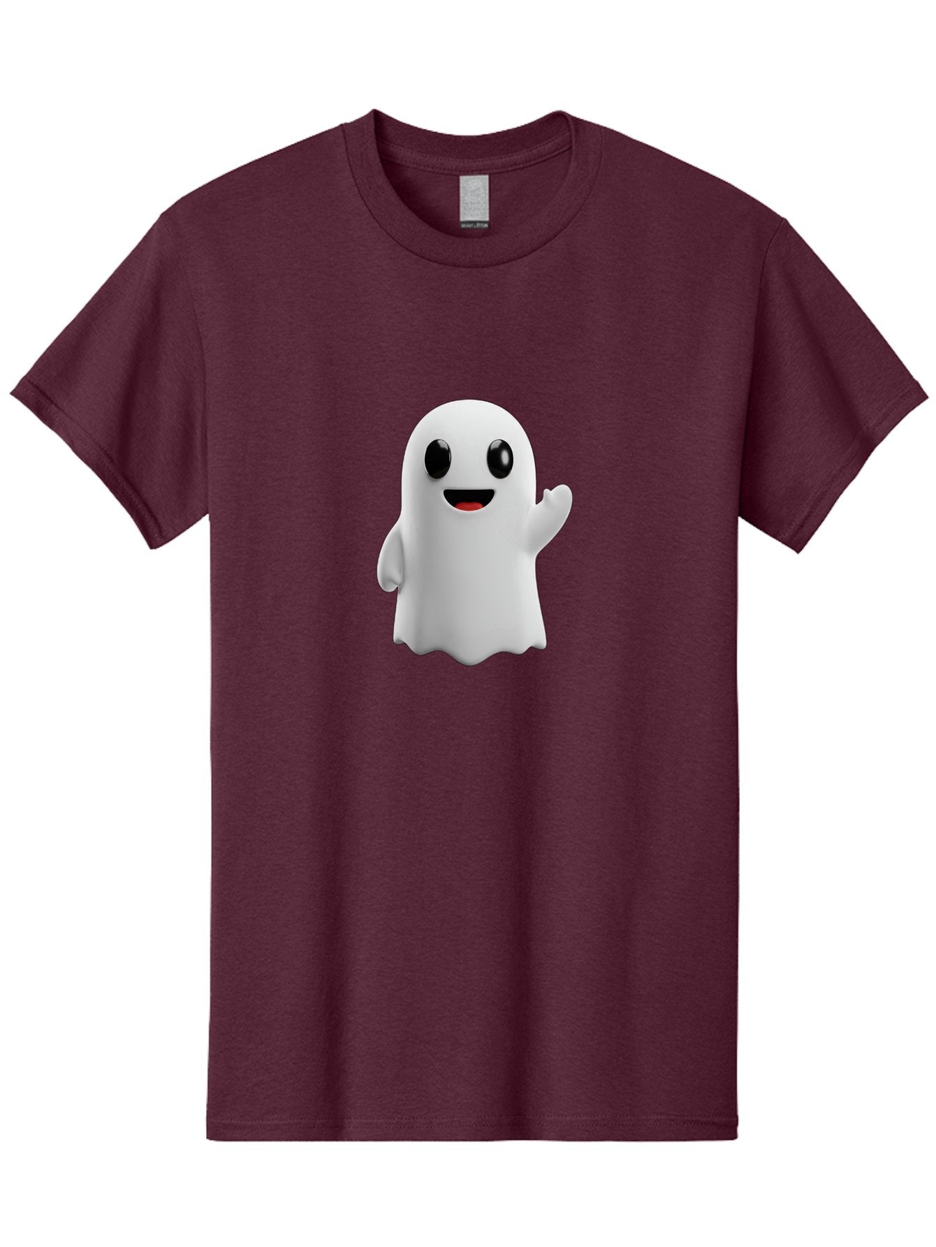 Friendly-Ghost Men'S Graphic Tee, 100% Cotton, Comfortable Casual Summer Wear, Machine Washable, Cartoon Ghost Character, Friendly Ghost, Smiling Ghost, Waving Ghost, Cute Ghost, 3D Rendering, Halloween Theme, Playful Character, Bad112