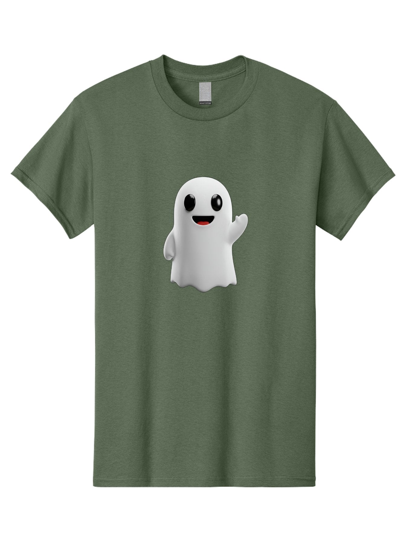 Friendly-Ghost Men'S Graphic Tee, 100% Cotton, Comfortable Casual Summer Wear, Machine Washable, Cartoon Ghost Character, Friendly Ghost, Smiling Ghost, Waving Ghost, Cute Ghost, 3D Rendering, Halloween Theme, Playful Character, Bad112 8