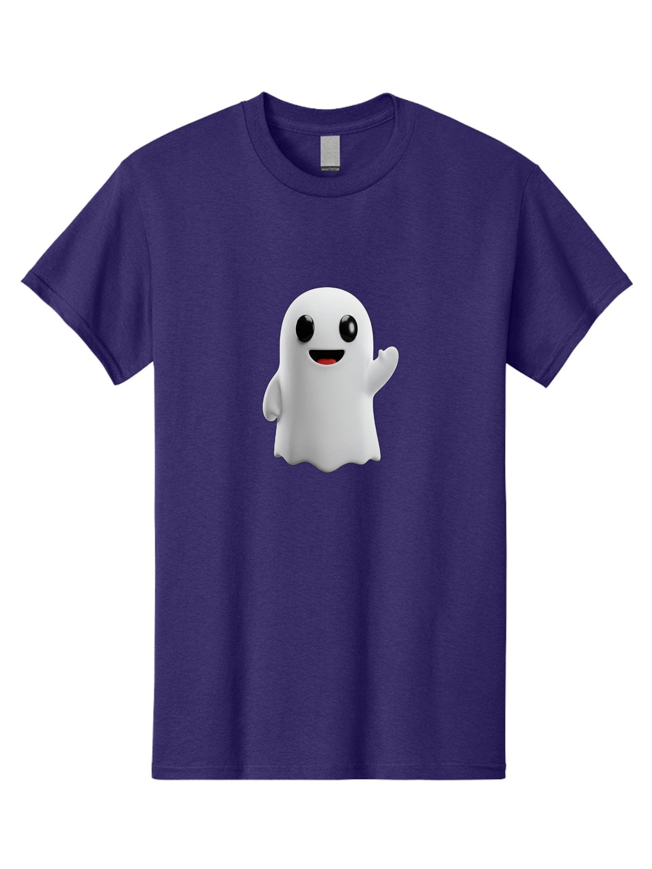 Friendly-Ghost Men'S Graphic Tee, 100% Cotton, Comfortable Casual Summer Wear, Machine Washable, Cartoon Ghost Character, Friendly Ghost, Smiling Ghost, Waving Ghost, Cute Ghost, 3D Rendering, Halloween Theme, Playful Character, Bad112 13