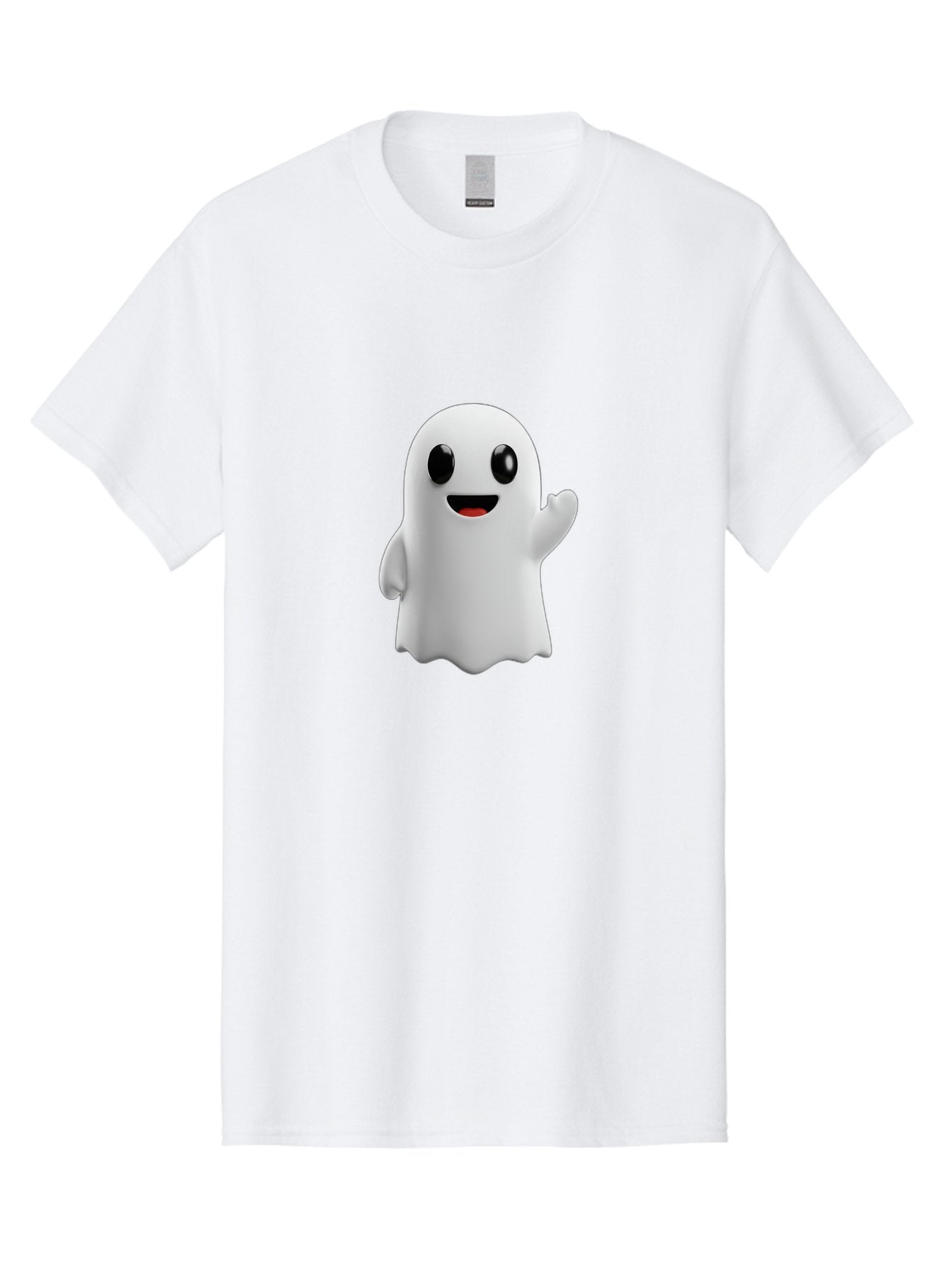 Friendly-Ghost Men'S Graphic Tee, 100% Cotton, Comfortable Casual Summer Wear, Machine Washable, Cartoon Ghost Character, Friendly Ghost, Smiling Ghost, Waving Ghost, Cute Ghost, 3D Rendering, Halloween Theme, Playful Character, Bad112 10