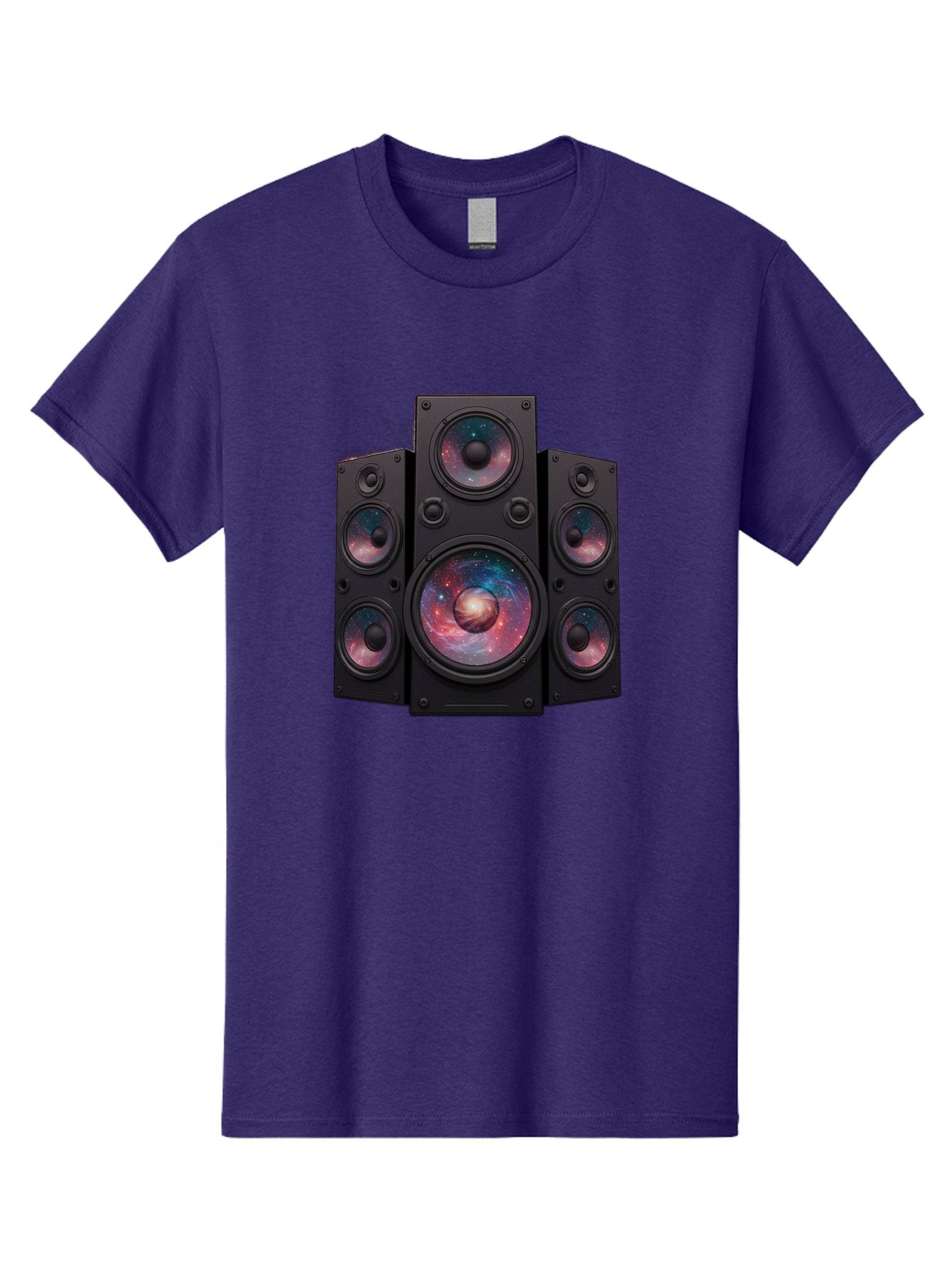 Galaxy-Speakers Men'S Graphic Tee, 100% Cotton, Comfortable Casual Summer Wear, Machine Washable, Home Theater System, Surround Sound Speakers, Galaxy Design, Space-Themed Decor, Audio Equipment, Immersive Sound Experience, Bad114