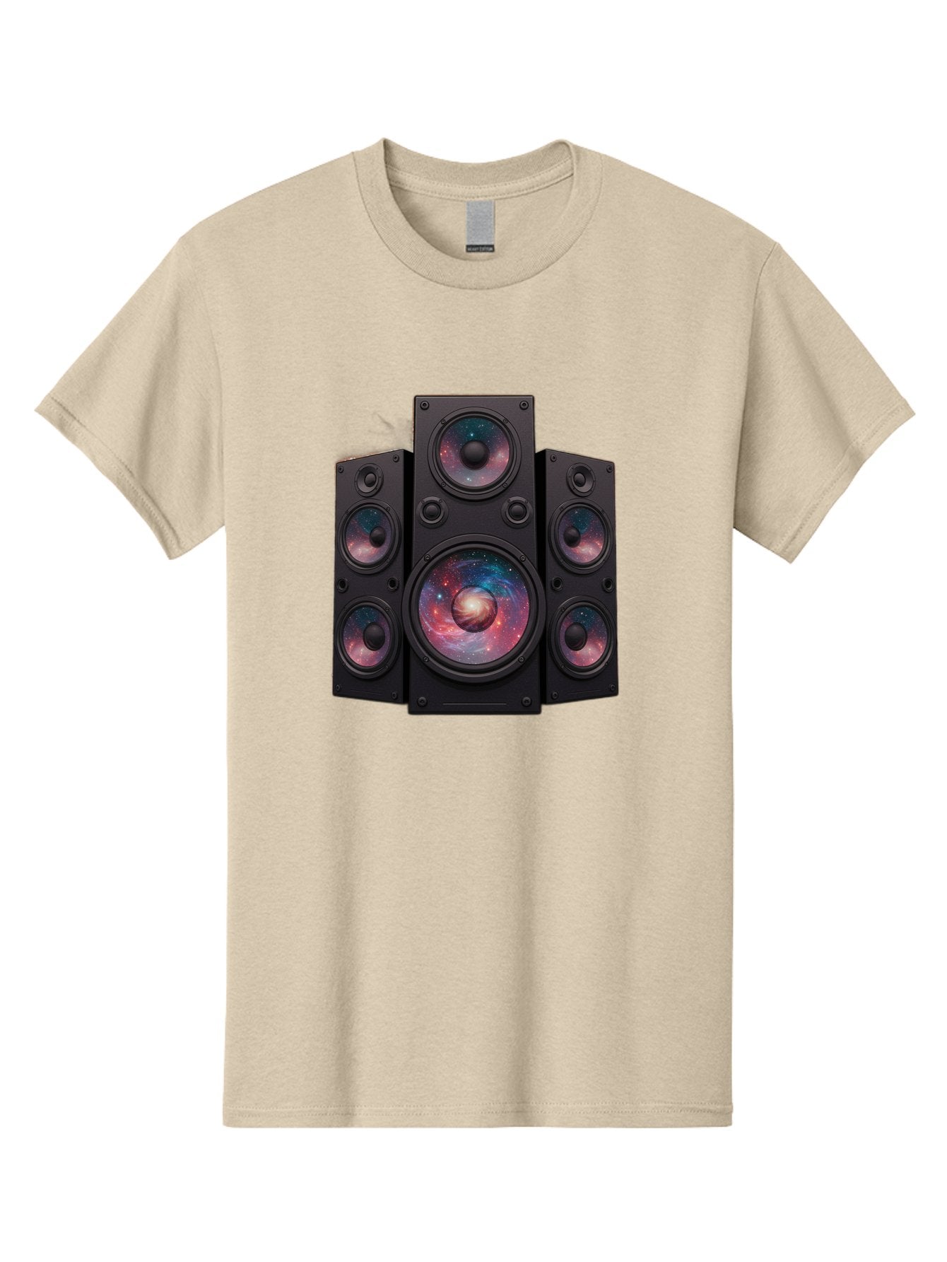 Galaxy-Speakers Men'S Graphic Tee, 100% Cotton, Comfortable Casual Summer Wear, Machine Washable, Home Theater System, Surround Sound Speakers, Galaxy Design, Space-Themed Decor, Audio Equipment, Immersive Sound Experience, Bad114 9
