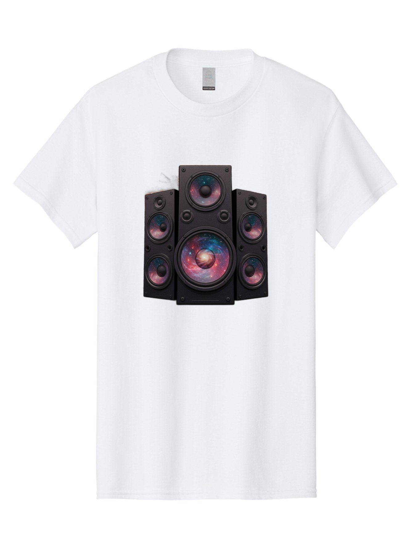 Galaxy-Speakers Men'S Graphic Tee, 100% Cotton, Comfortable Casual Summer Wear, Machine Washable, Home Theater System, Surround Sound Speakers, Galaxy Design, Space-Themed Decor, Audio Equipment, Immersive Sound Experience, Bad114 14