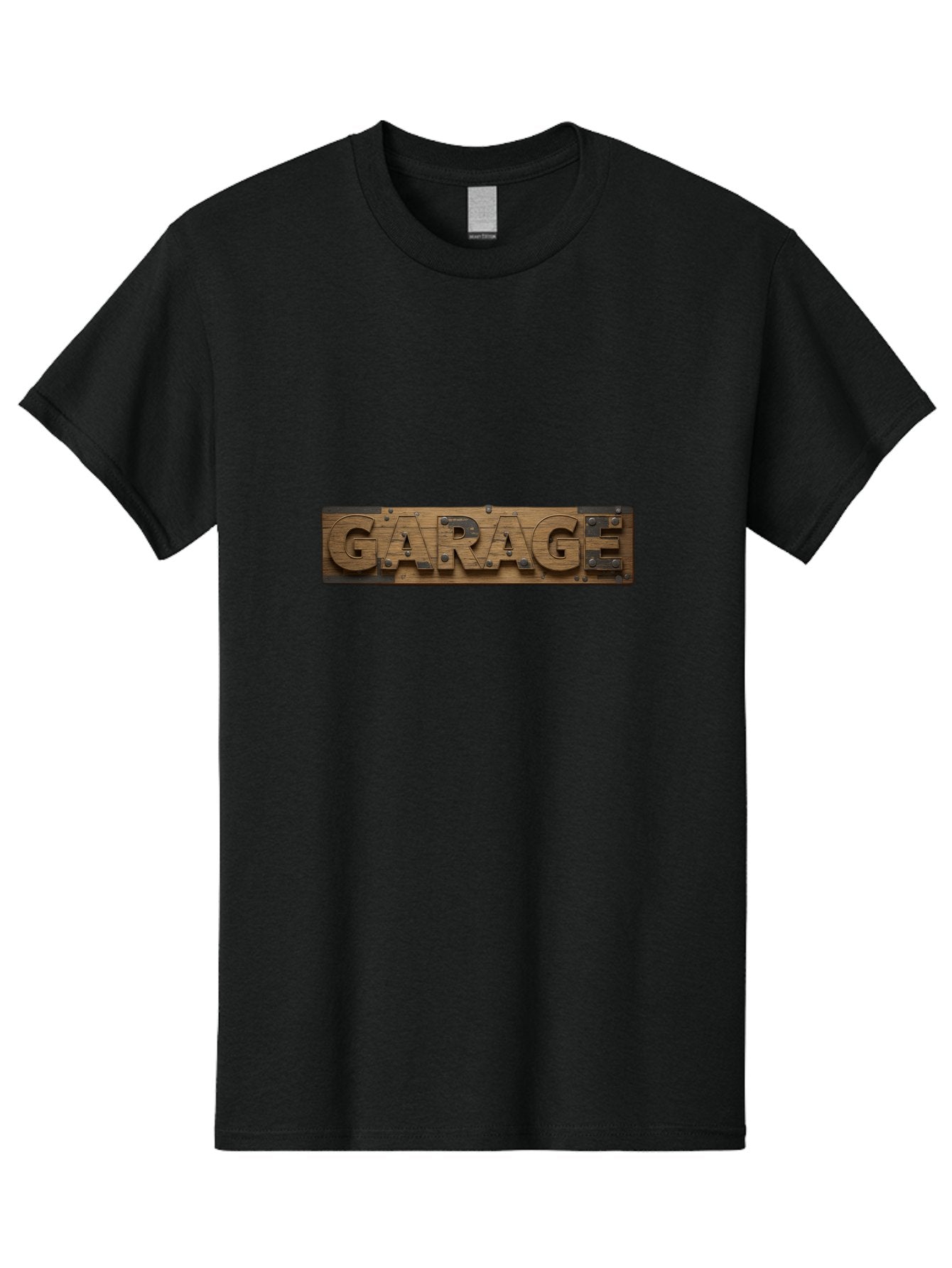 Garage Men'S Graphic Tee, 100% Cotton, Comfortable Casual Summer Wear, Machine Washable, Wooden Sign, Wooden Letters, Metal Rivets, Garage Text, Rustic Signage, Vintage Style, Retro Aesthetic, Grunge Texture, Diy Decor Bad116 13