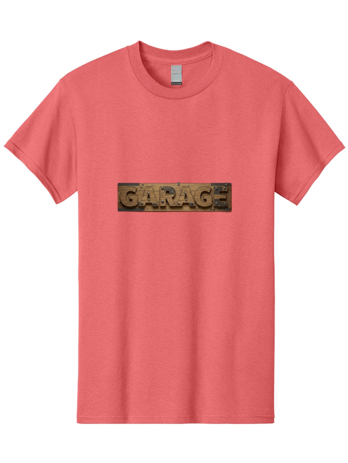 Garage Men'S Graphic Tee, 100% Cotton, Comfortable Casual Summer Wear, Machine Washable, Wooden Sign, Wooden Letters, Metal Rivets, Garage Text, Rustic Signage, Vintage Style, Retro Aesthetic, Grunge Texture, Diy Decor Bad116 3