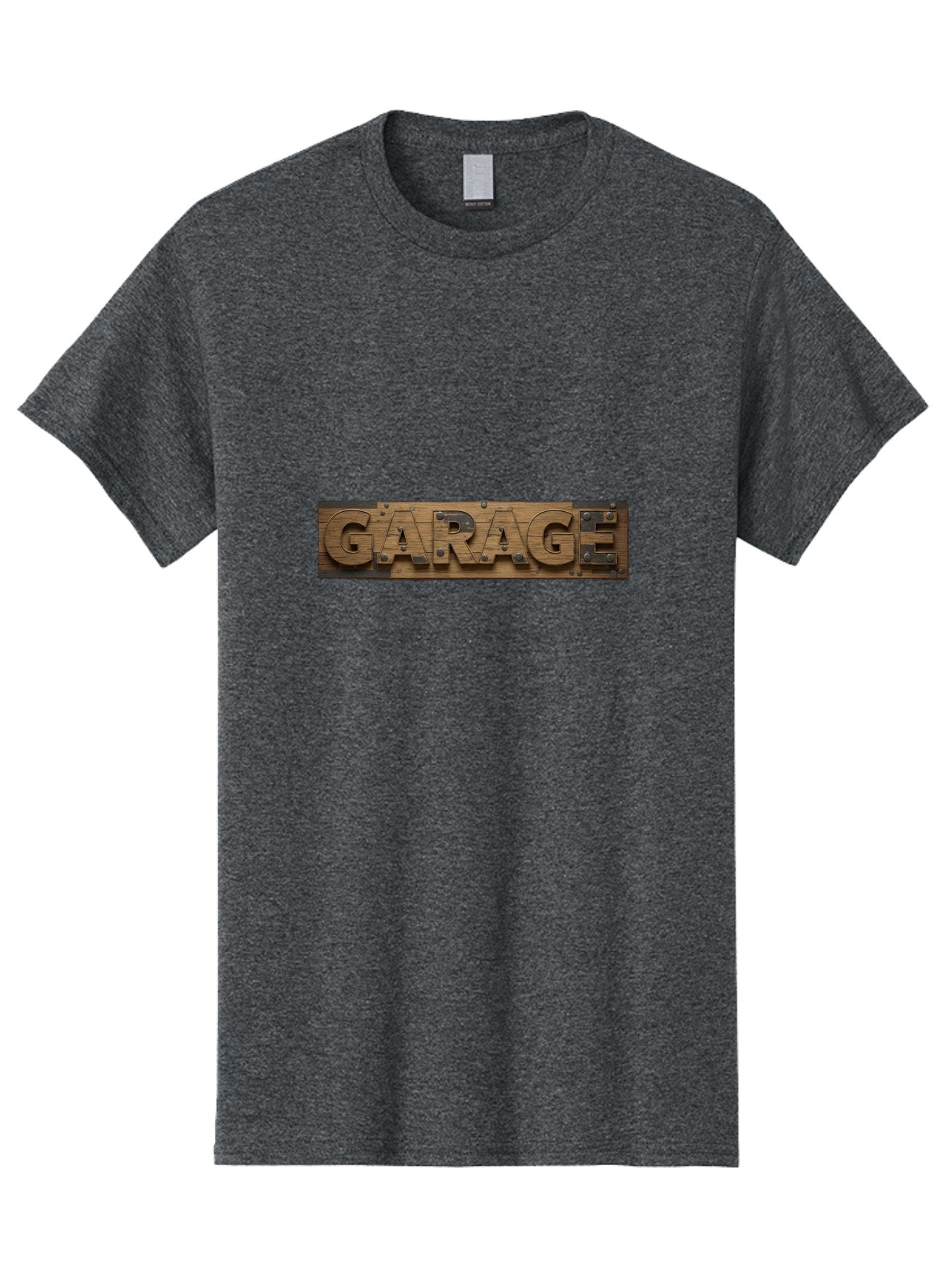 Garage Men'S Graphic Tee, 100% Cotton, Comfortable Casual Summer Wear, Machine Washable, Wooden Sign, Wooden Letters, Metal Rivets, Garage Text, Rustic Signage, Vintage Style, Retro Aesthetic, Grunge Texture, Diy Decor Bad116 10
