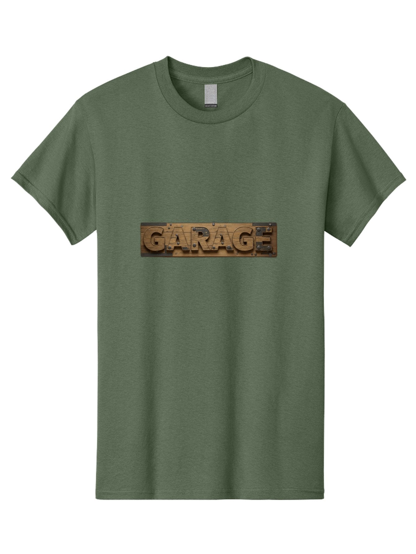 Garage Men'S Graphic Tee, 100% Cotton, Comfortable Casual Summer Wear, Machine Washable, Wooden Sign, Wooden Letters, Metal Rivets, Garage Text, Rustic Signage, Vintage Style, Retro Aesthetic, Grunge Texture, Diy Decor Bad116 6