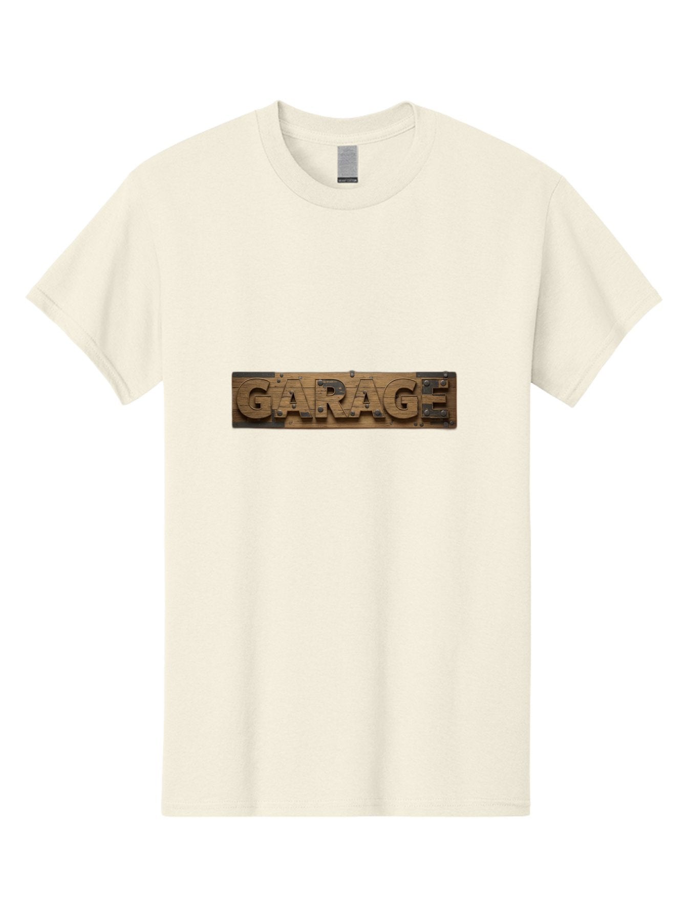 Garage Men'S Graphic Tee, 100% Cotton, Comfortable Casual Summer Wear, Machine Washable, Wooden Sign, Wooden Letters, Metal Rivets, Garage Text, Rustic Signage, Vintage Style, Retro Aesthetic, Grunge Texture, Diy Decor Bad116 11
