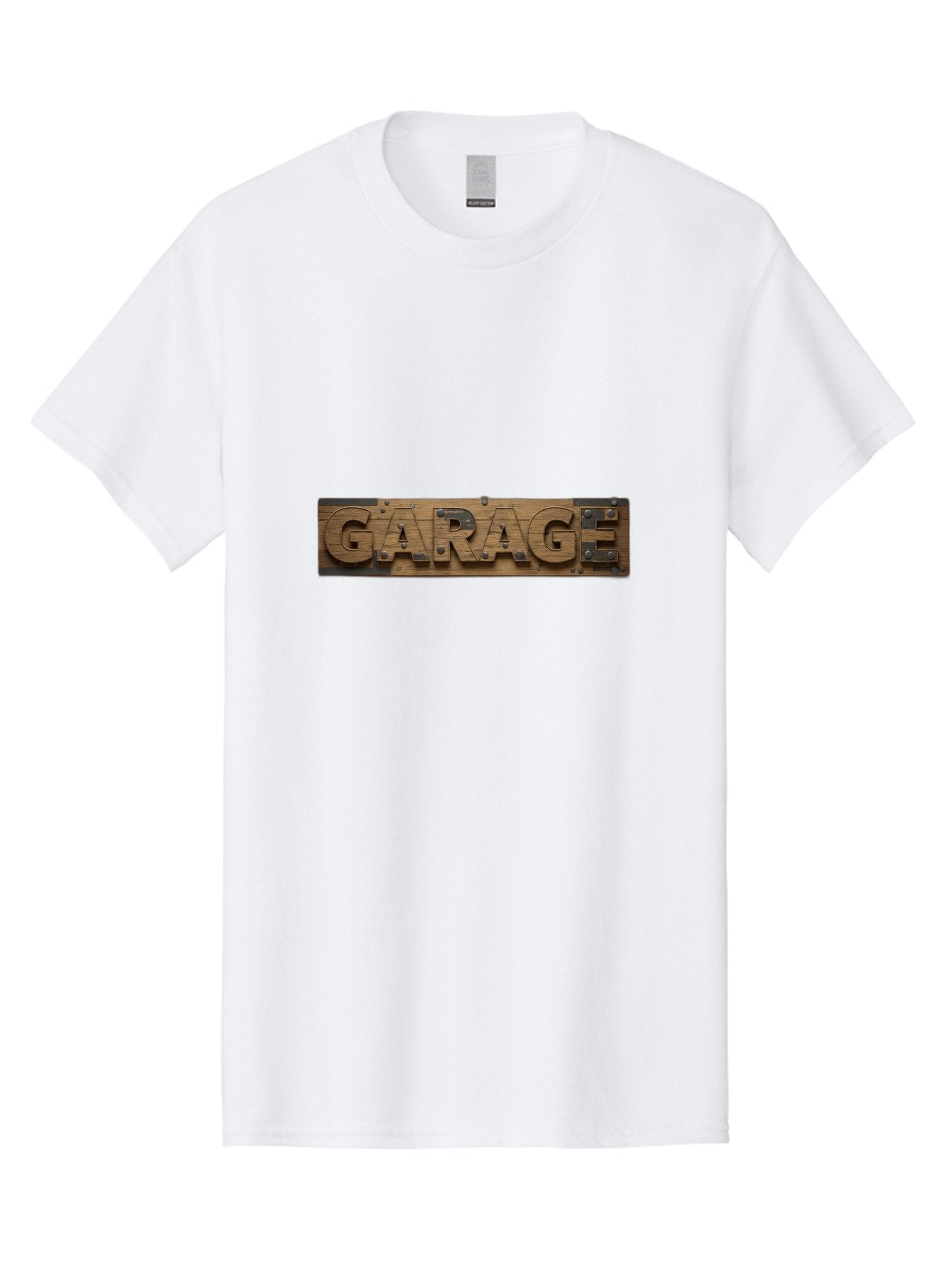 Garage Men'S Graphic Tee, 100% Cotton, Comfortable Casual Summer Wear, Machine Washable, Wooden Sign, Wooden Letters, Metal Rivets, Garage Text, Rustic Signage, Vintage Style, Retro Aesthetic, Grunge Texture, Diy Decor Bad116 14