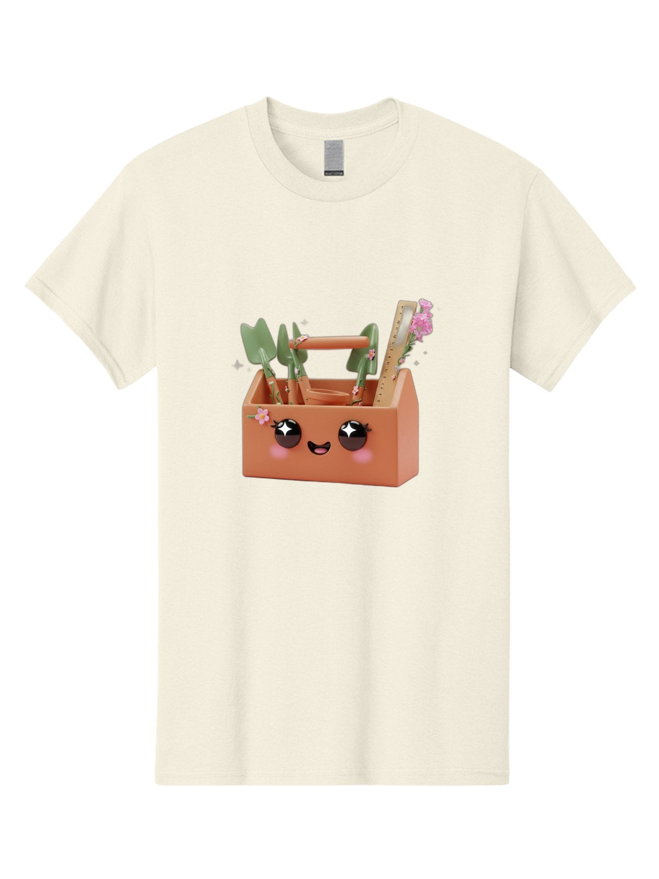 Gardening-Toolbox Men'S Graphic Tee, 100% Cotton, Comfortable Casual Summer Wear, Machine Washable, Gardening Tool Set, Adorable Storage Box, Cute Face Design, Gardening Tools, Flower Decorations, Small Plastic Shovel, Trowel, Rake, Bad118 14