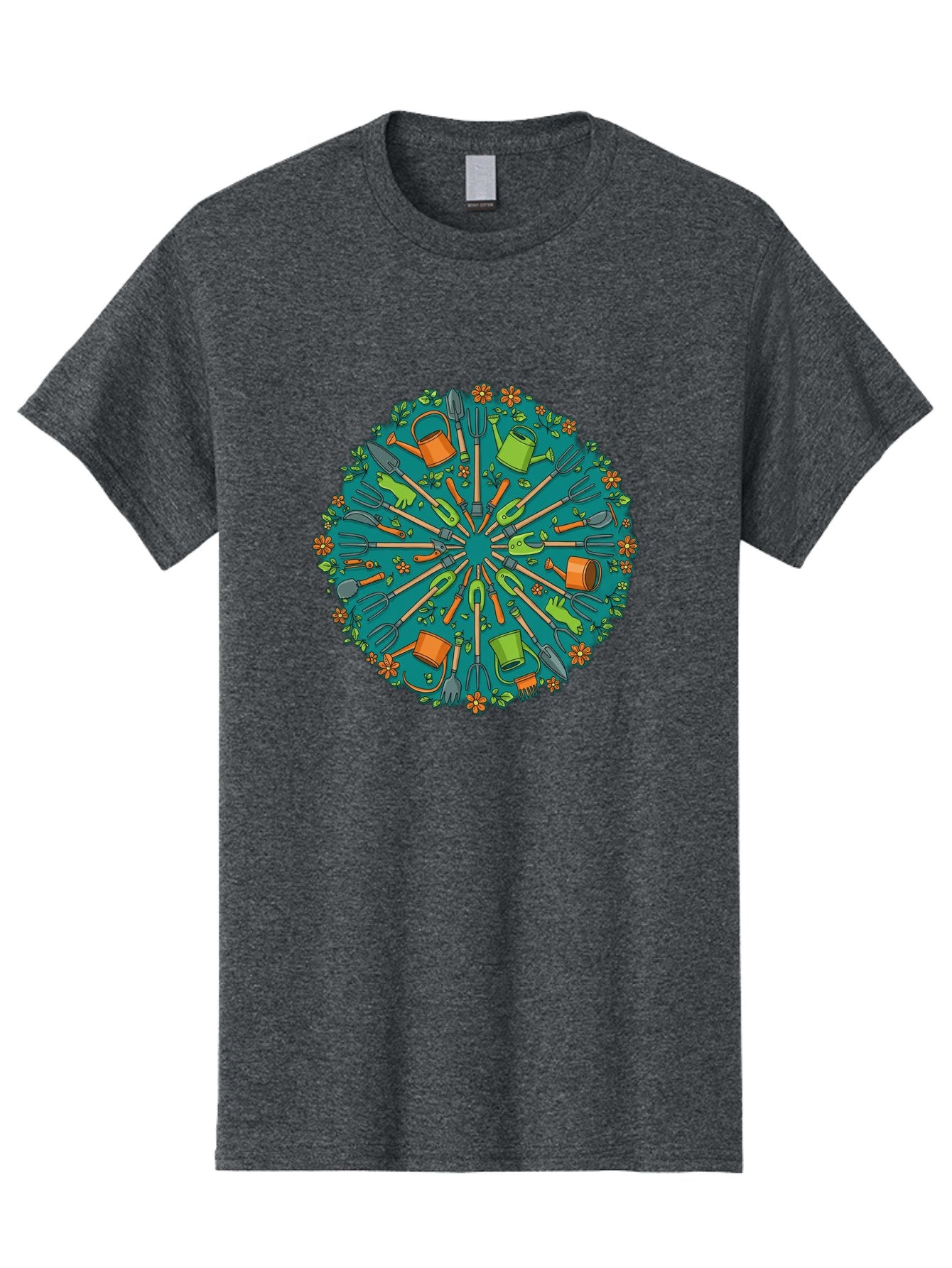 Gardening-Tools-Mandala Men'S Graphic Tee, 100% Cotton, Comfortable Casual Summer Wear, Machine Washable, Gardening Tools, Gardening Equipment, Watering Cans, Rakes, Shovels, Trowels, Gloves, Flower Arrangements, Garden Decor, Bad119 10